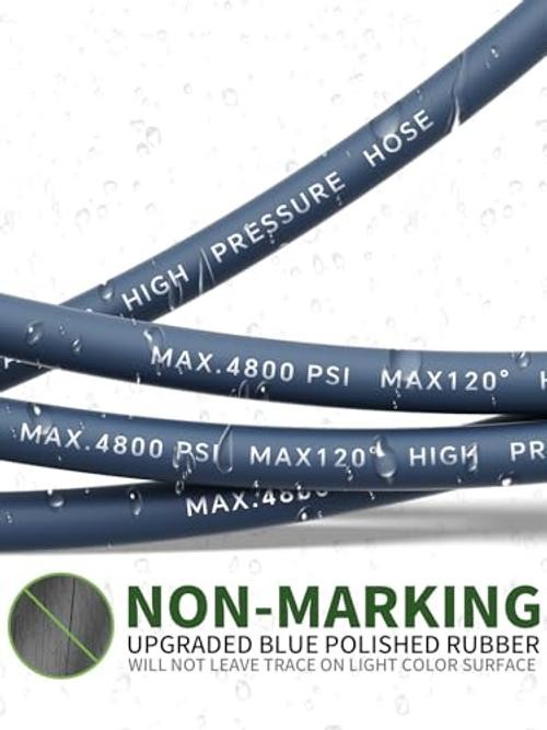 3/8″ 4800PSI Pressure Washer Hose with Swivel Quick Connect for 50FT Blue