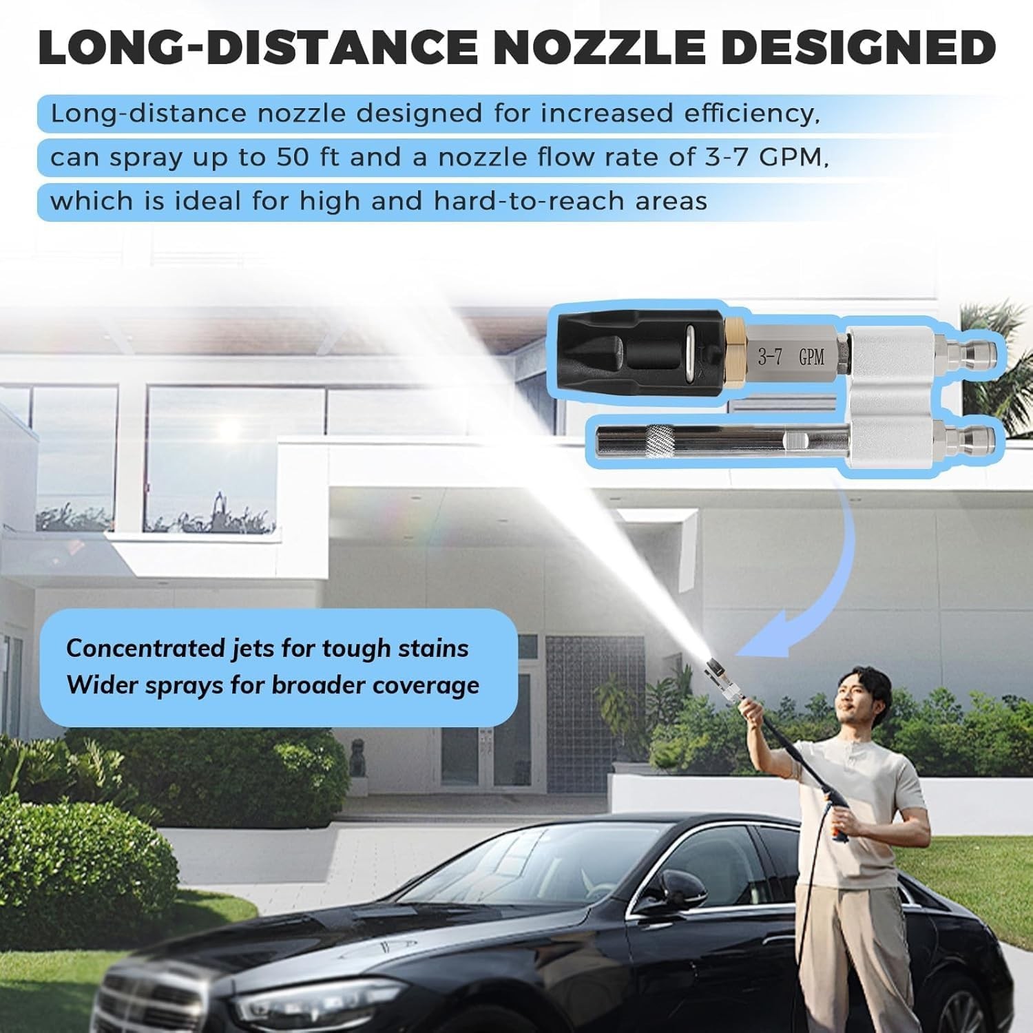 Shooter Tip M5 Twist Nozzle for Pressure Washer, 3-7 GPM, Adjustable Long Range