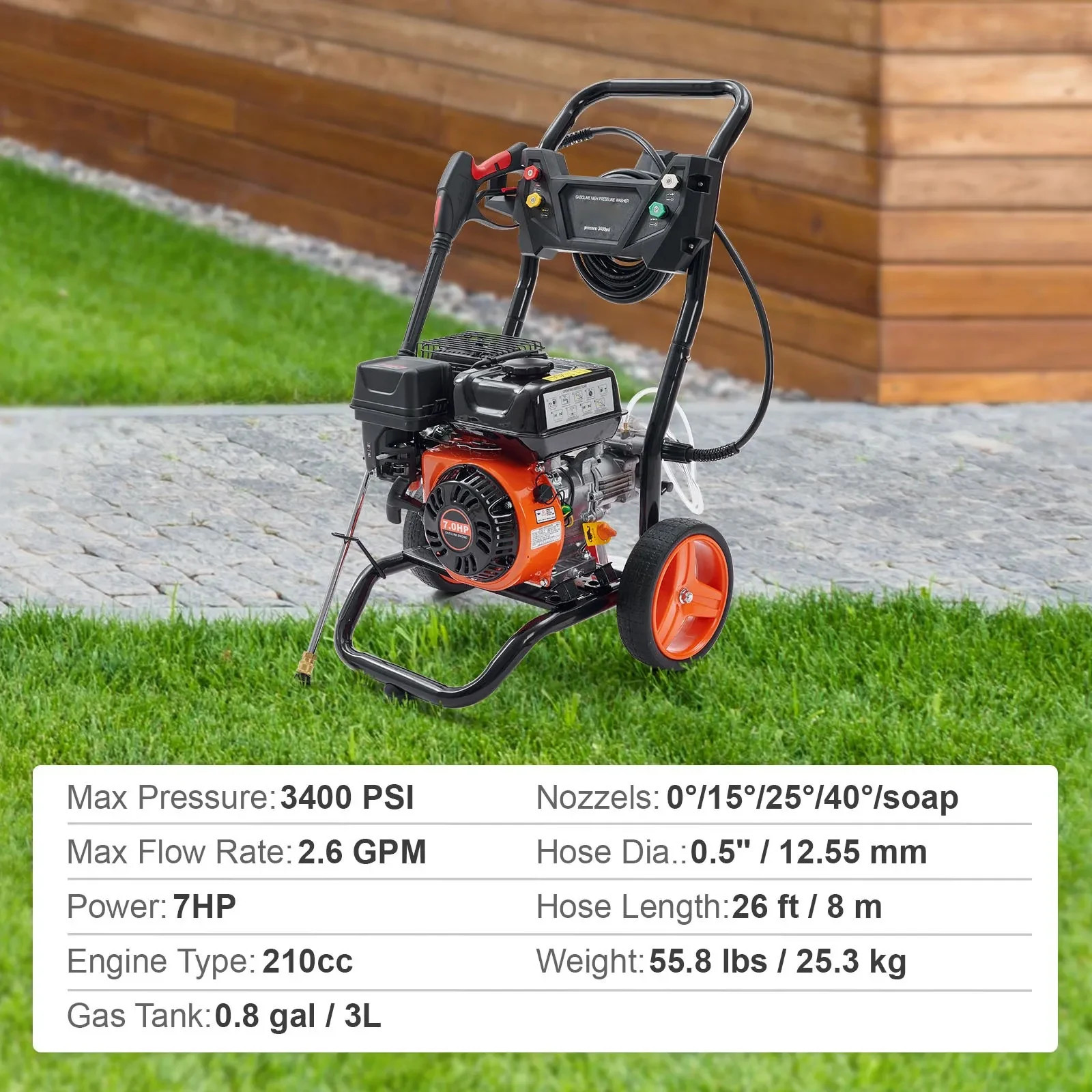 SIHAO Gas Pressure Washer With Aluminum Pump Spray Gun And Extension Wand US
