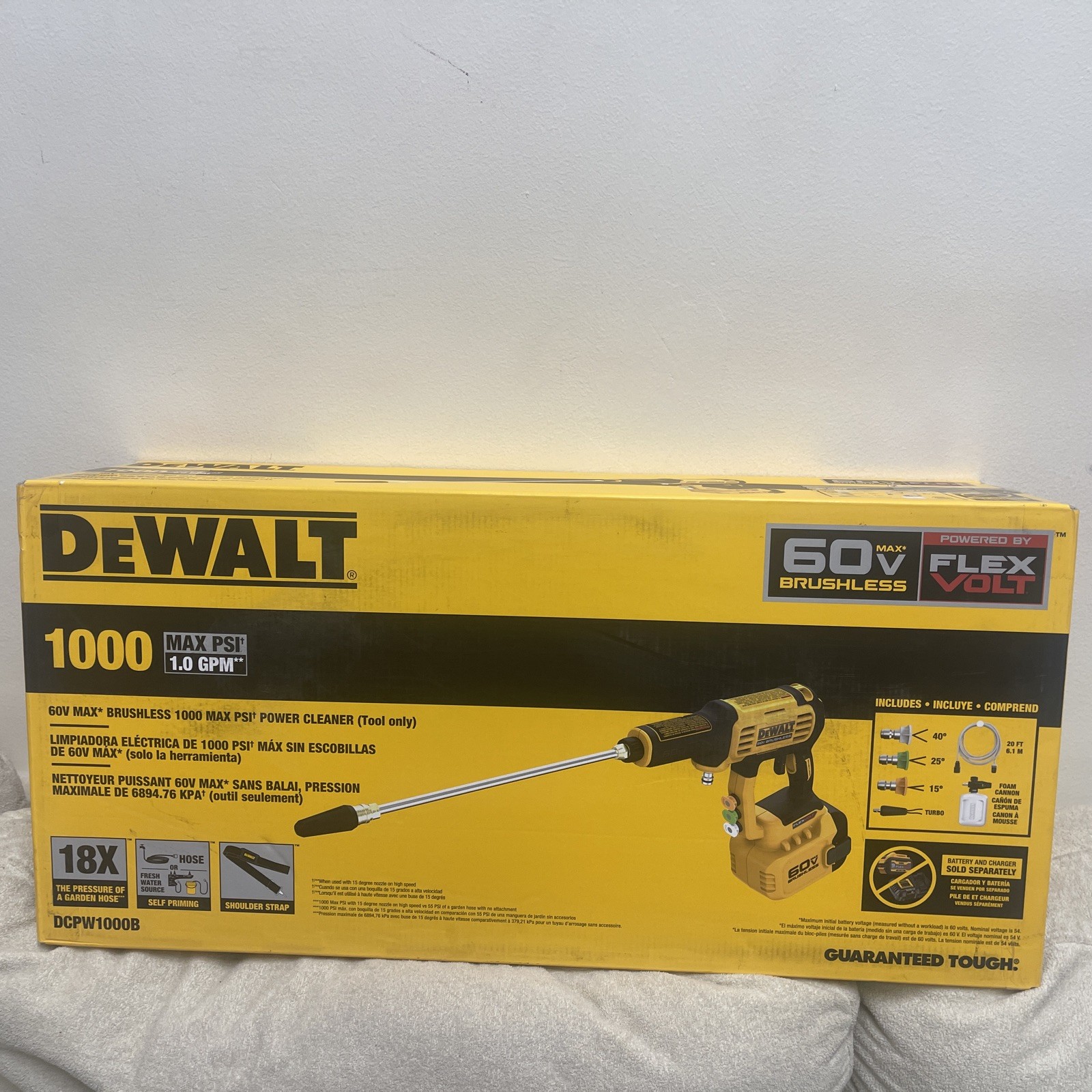 New DeWALT DCPW1000B 60V FLEXVOLT 1000 PSI Cordless Power Cleaner