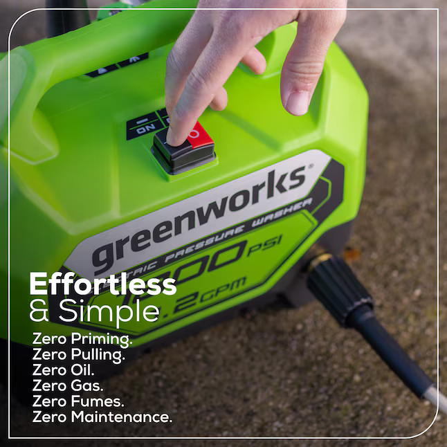 Greenworks 1800-PSI 1.2-GPM Cold Water Electric Pressure washer with 2 Spray Tip