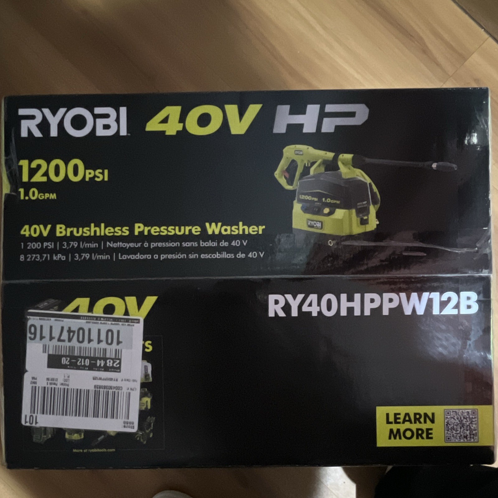 RYOBI 40V HP Brushless Cold Water Pressure Washer 1200 PSI 1.0 GPM
