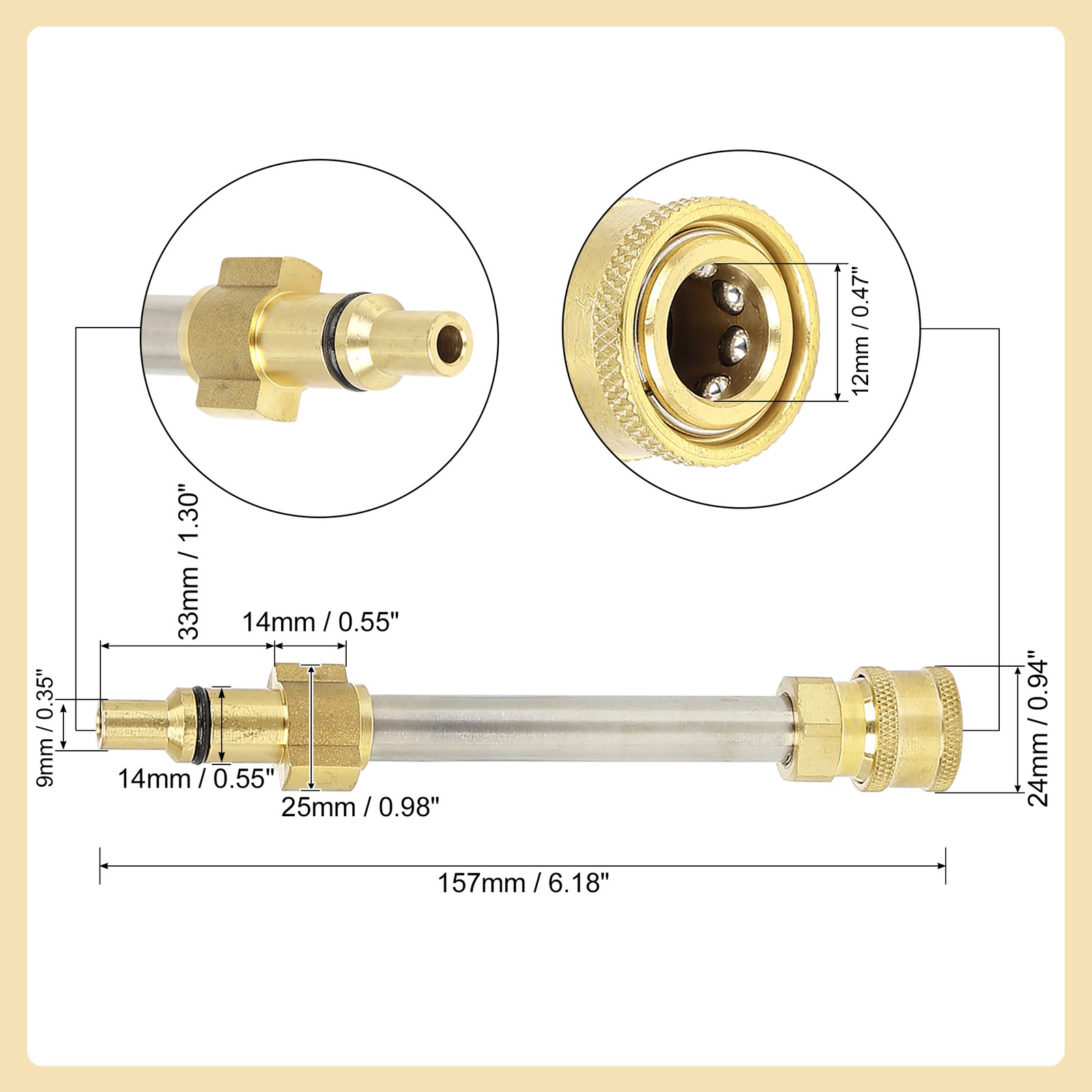 6.18″ Auto Pressure Washer Adapter Washer Spray Nozzle Item of 1