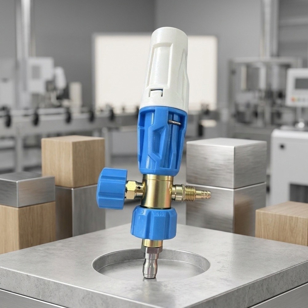 Blue Plastic and Metal Foam Pot Spray Head Compatible with Bubble Foam Pots