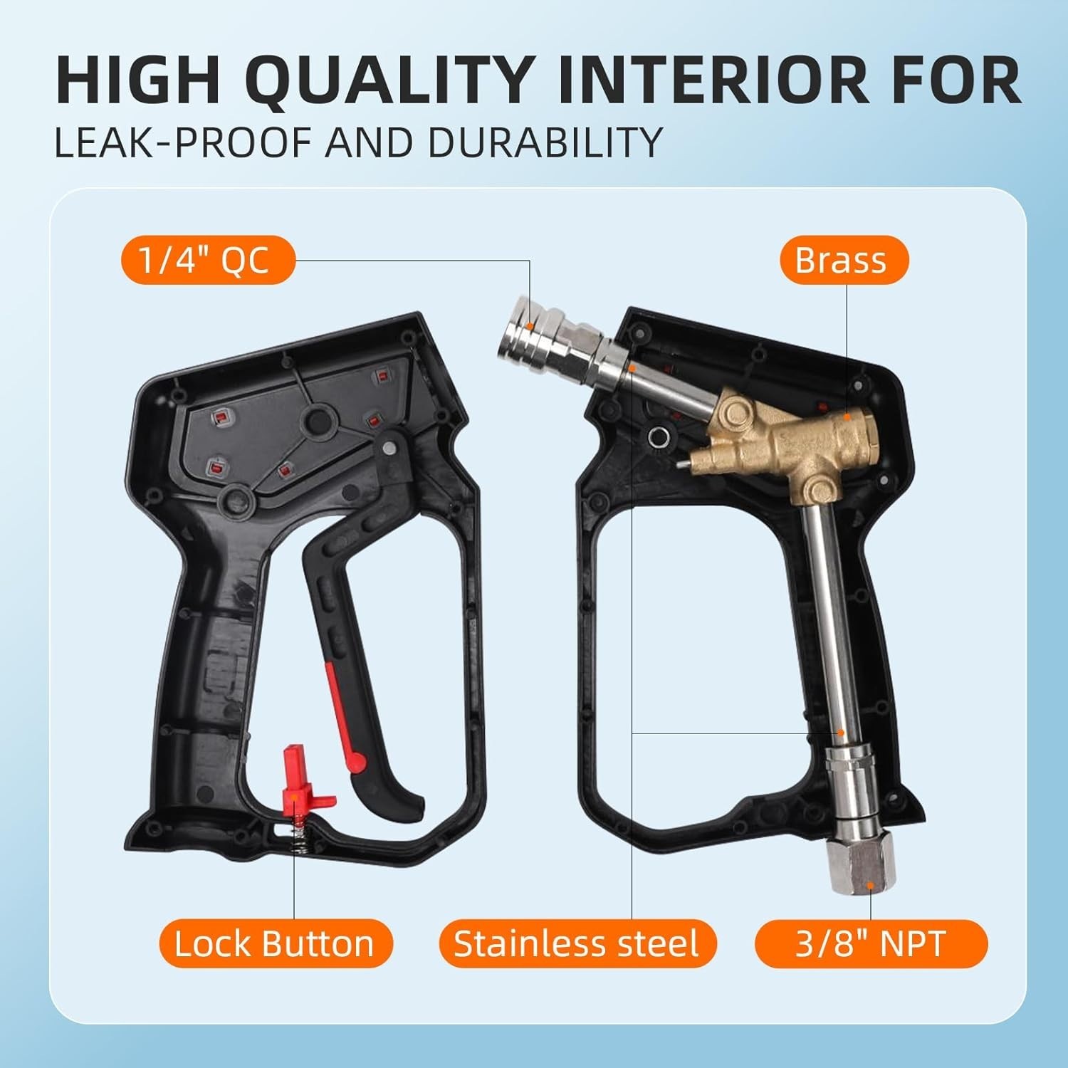 5000 PSI Pressure Washer Short Gun Swivel 10.5 GPM High Power 5 Nozzle Tips Kit