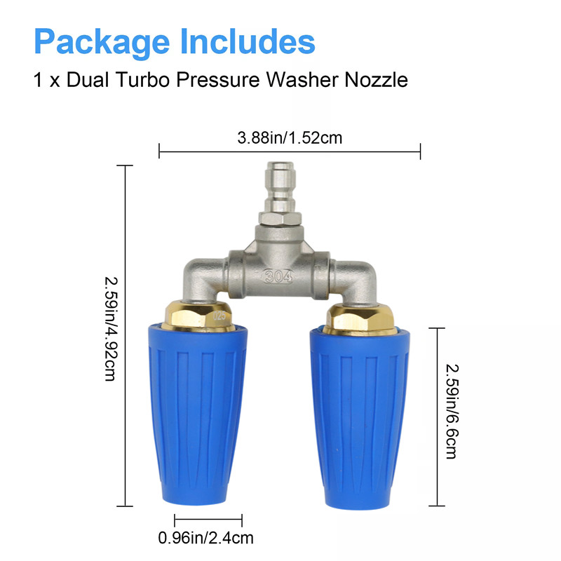 High-Pressure Washer Rotating Dual Turbo Nozzle Spray Tip 1/4″ 4000PSI 4-6GPM US