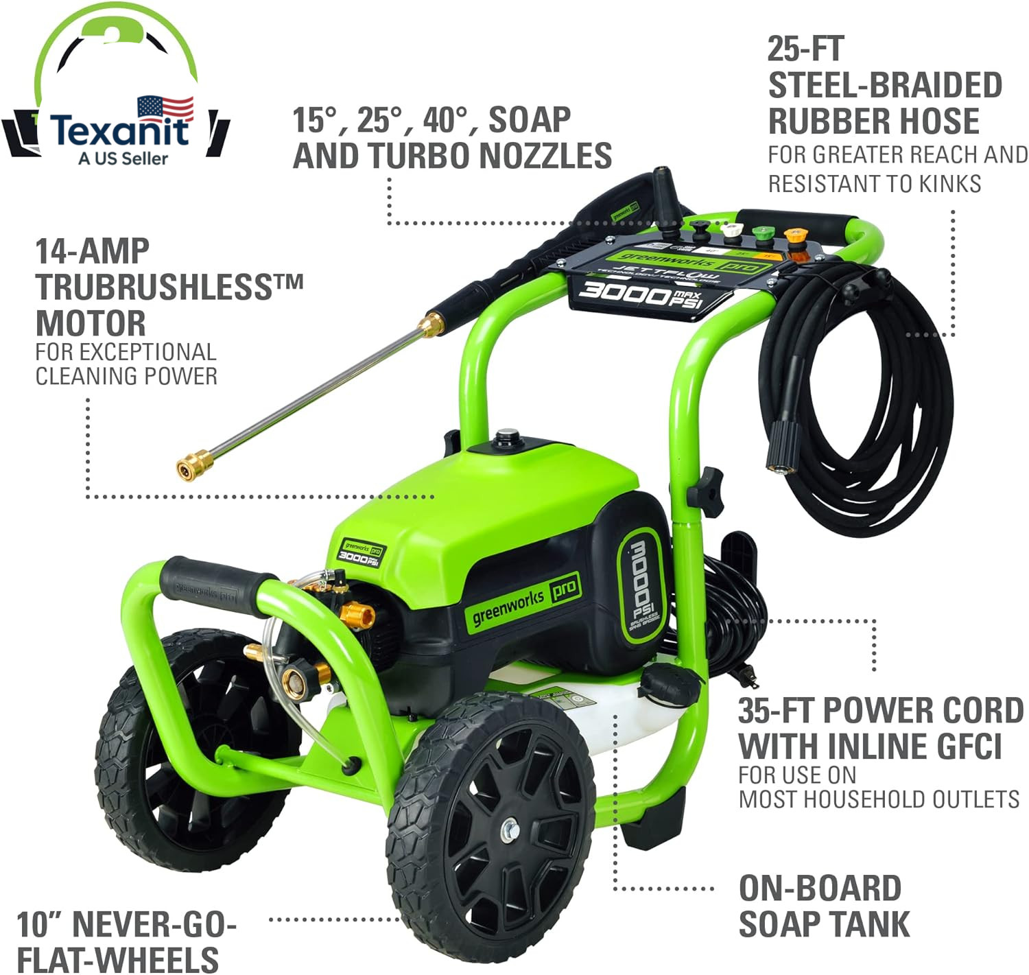 Pro Brushless 3000 PSI (CSA Certified) 2.0 Max / 1.1 Electric Pressure Washer (R