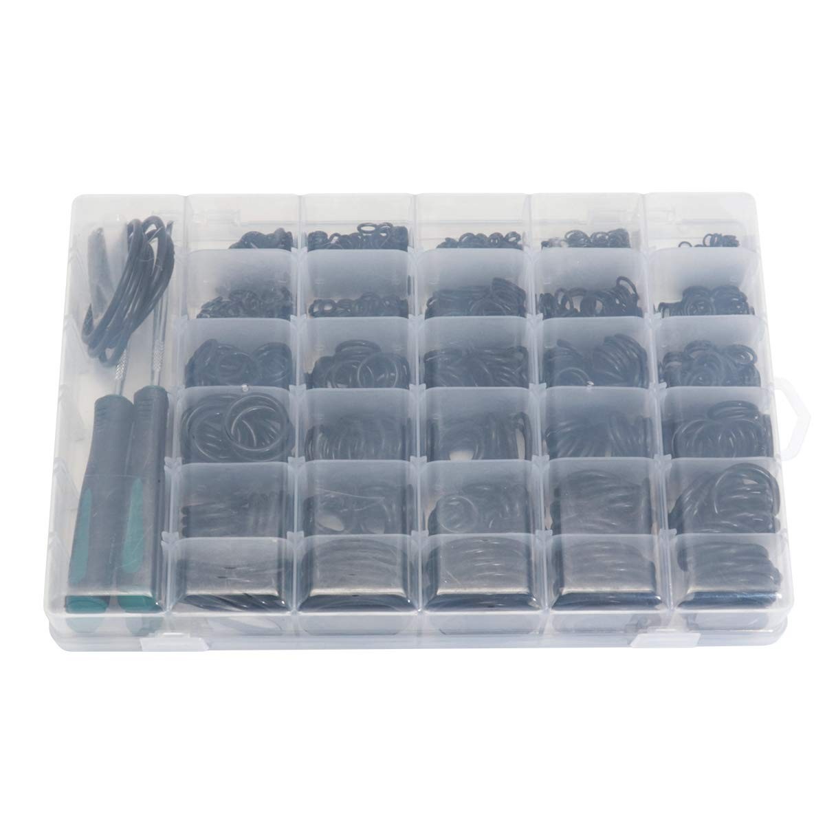 32 Size 1225Pcs Nitrile Rubber O-Ring Assortment Kit + 4 O-Ring Removers, Oil Re
