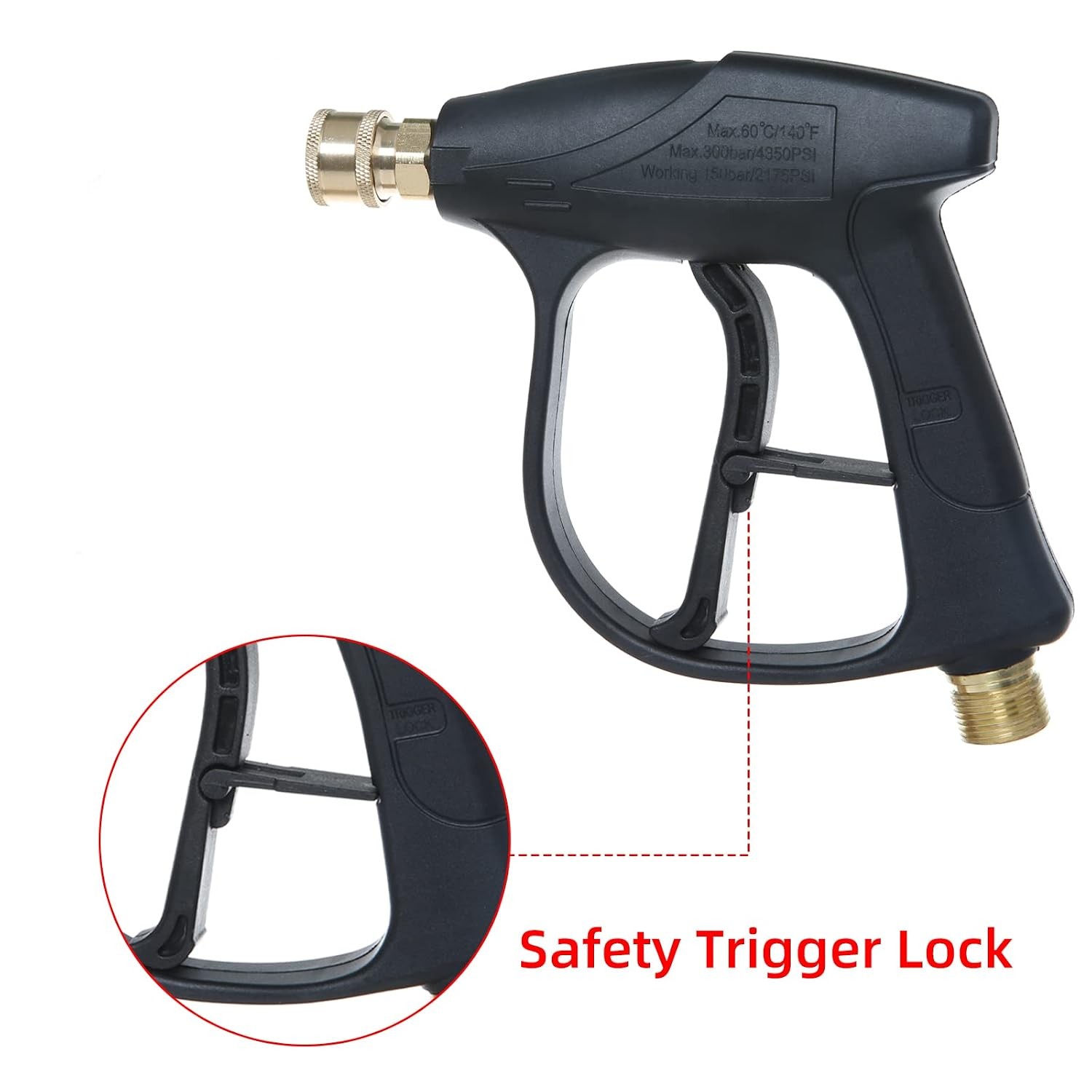 Dark Black 3000 PSI High Pressure Power Washer Short Gun Nozzle