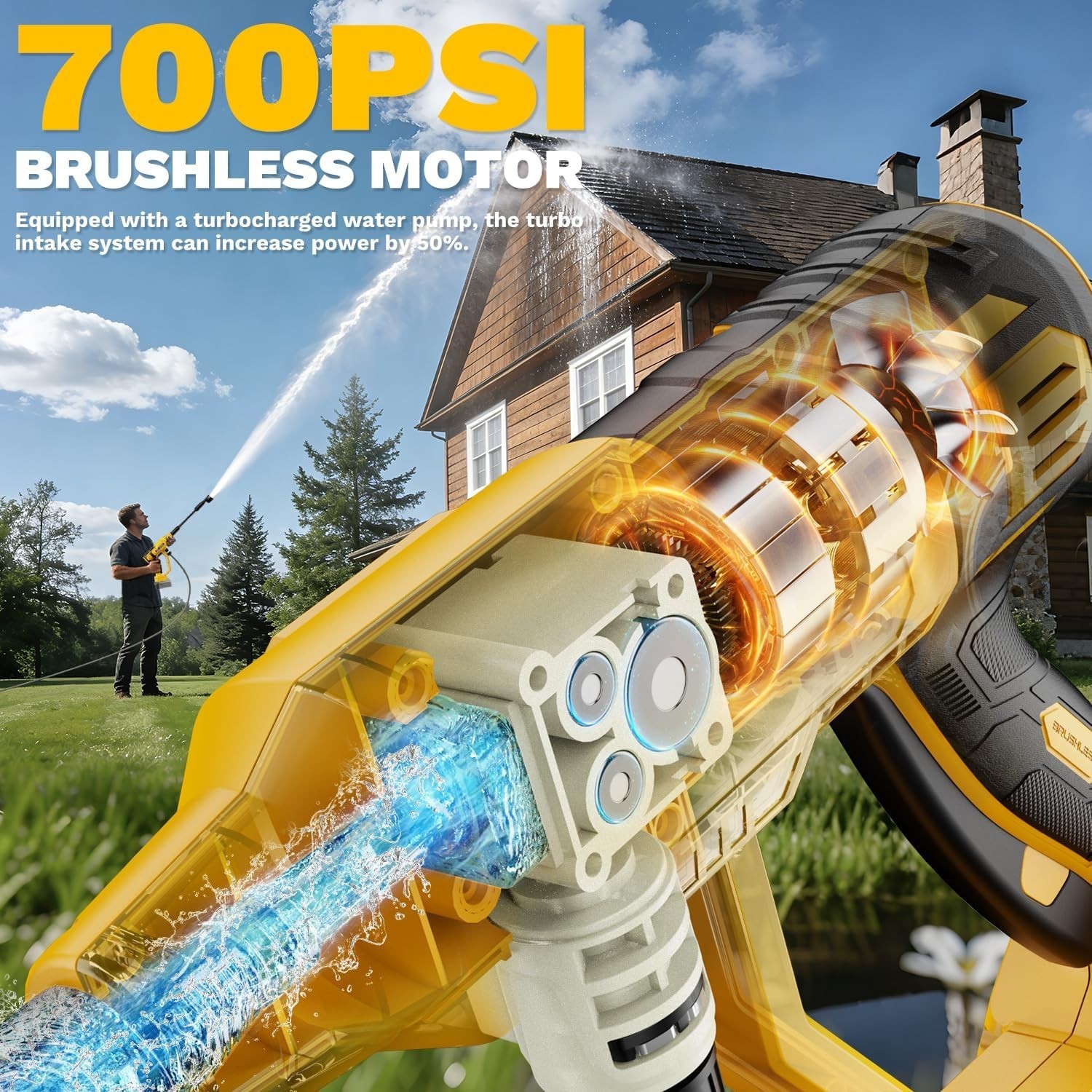 Cordless Power Washer for Dewalt 20V Battery, Portable Handheld Pressure Washer