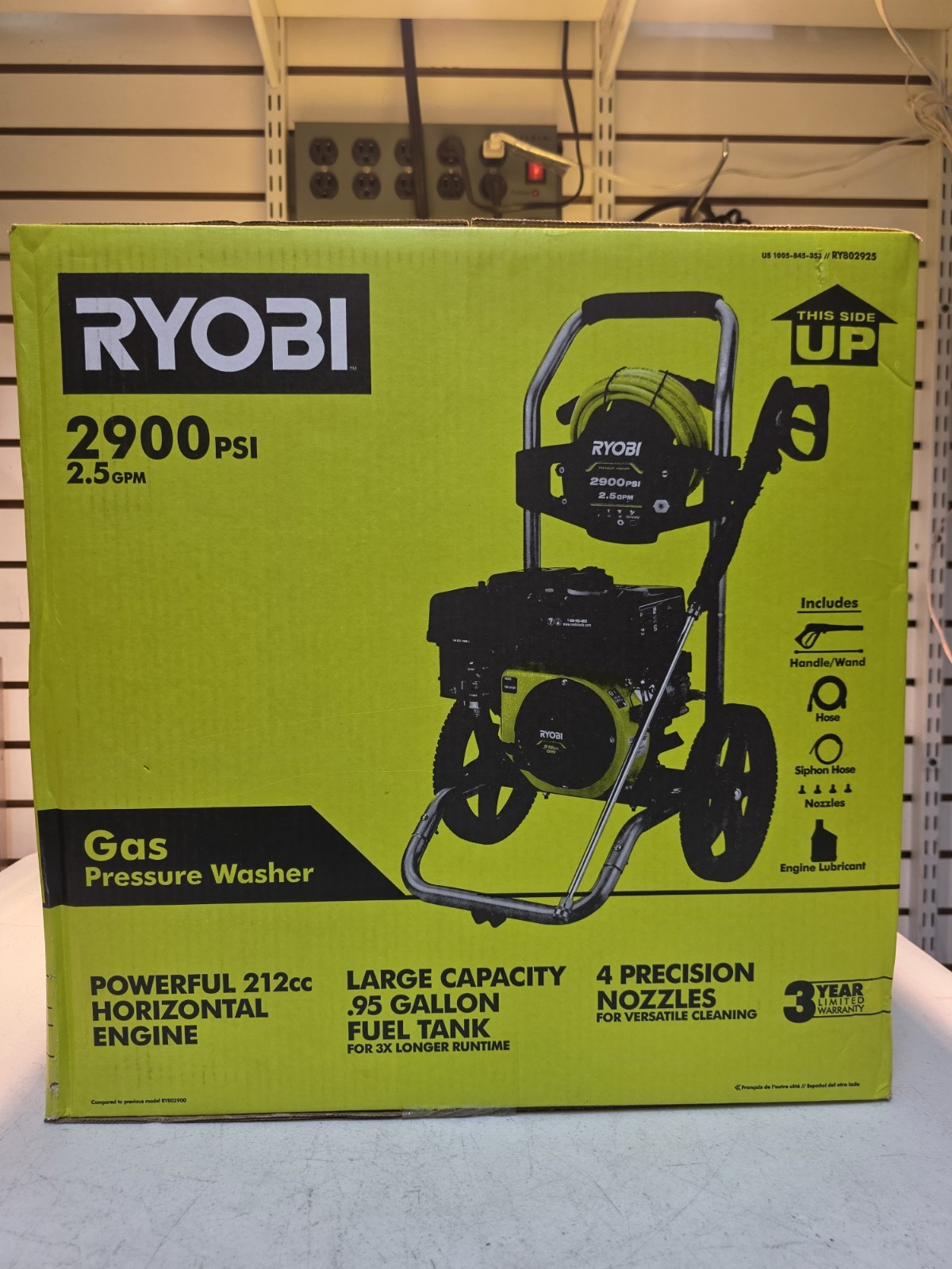 Ryobi RY802925 Gas Pressure Washer 2900 PSI 2.5 GPM 212cc Quick Connect