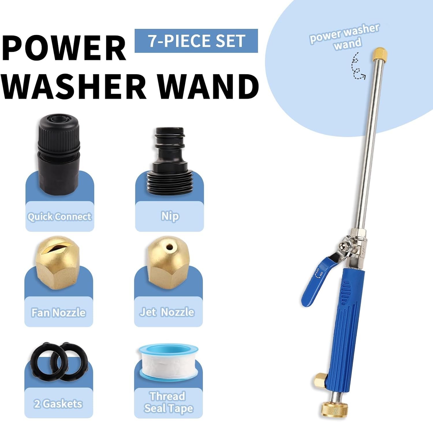 High Pressure Jet Hose Nozzle Attachment Wand，Power Washer Hydro Nozzle Attac…