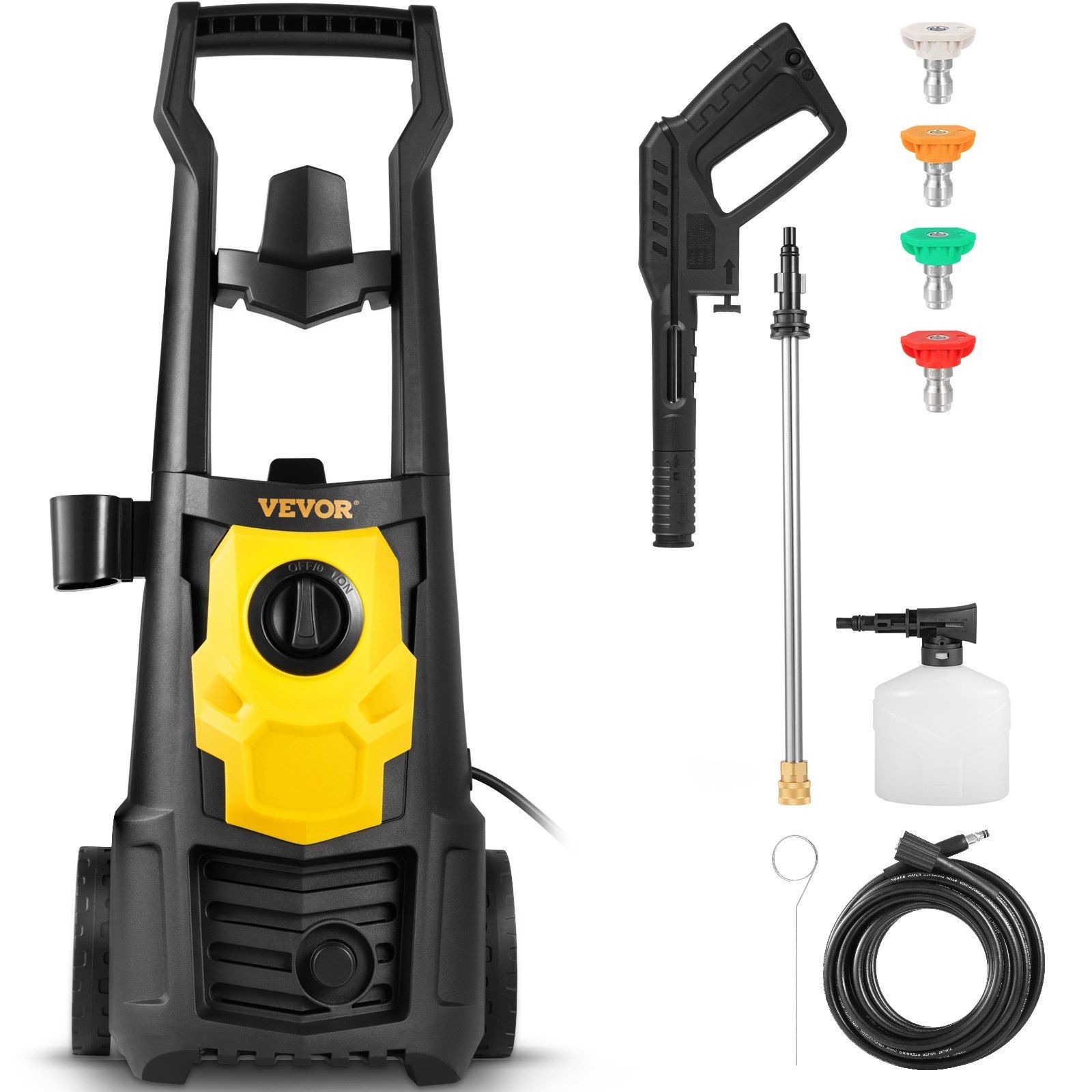 2000PSI 1.65GPM Compact Electric Washer, 30ft Reel Hose, 5 Metal Nozzles