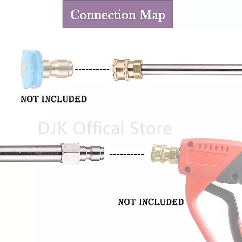 2pc Pressure Washer Extension Wand 32in 1/4 Quick Connect Spray Lance Rod Set