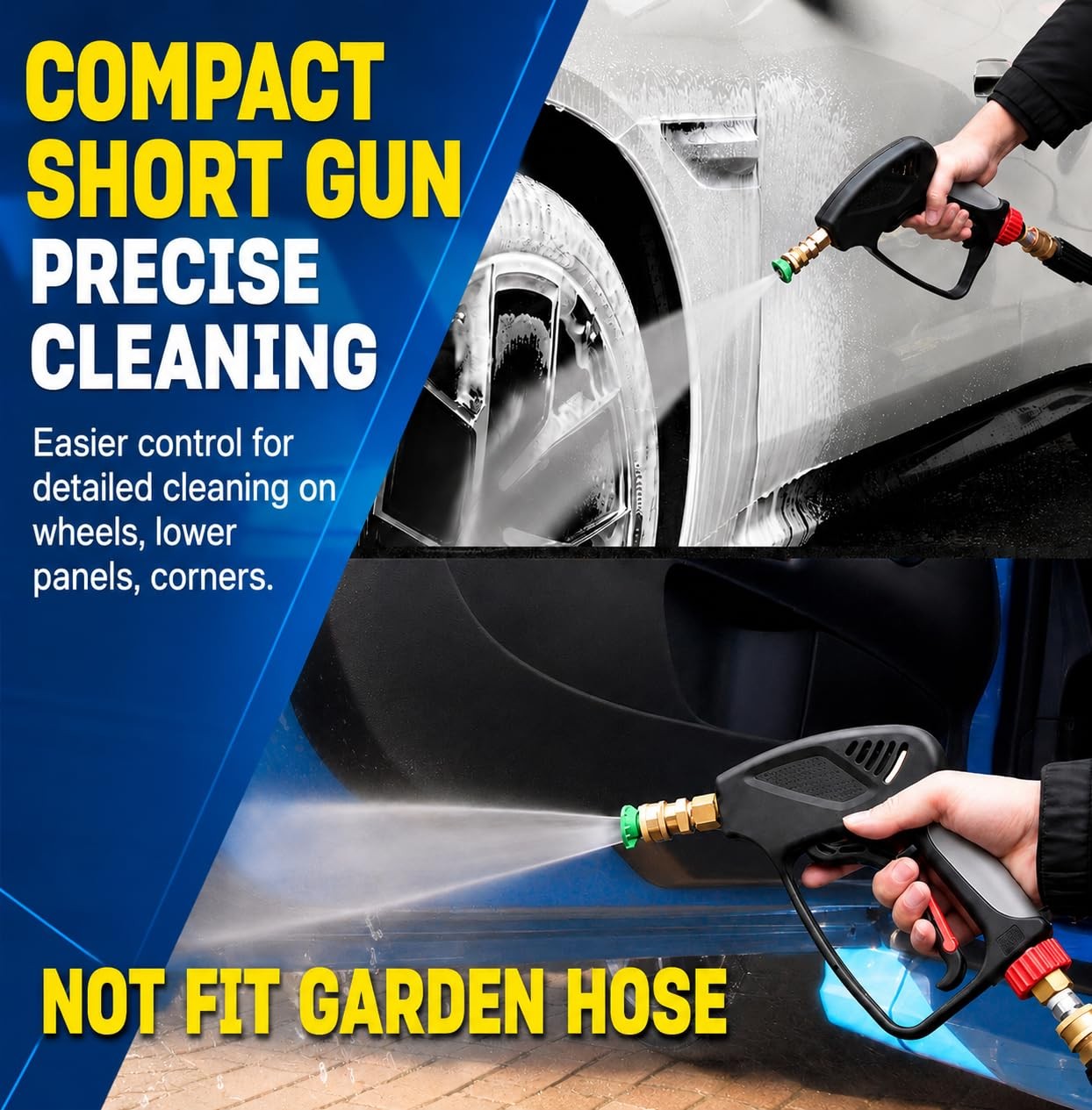 Pro Short Pressure Washer Gun 5000 PSI with 360° Swivel,3/8″ Quick Connect In…