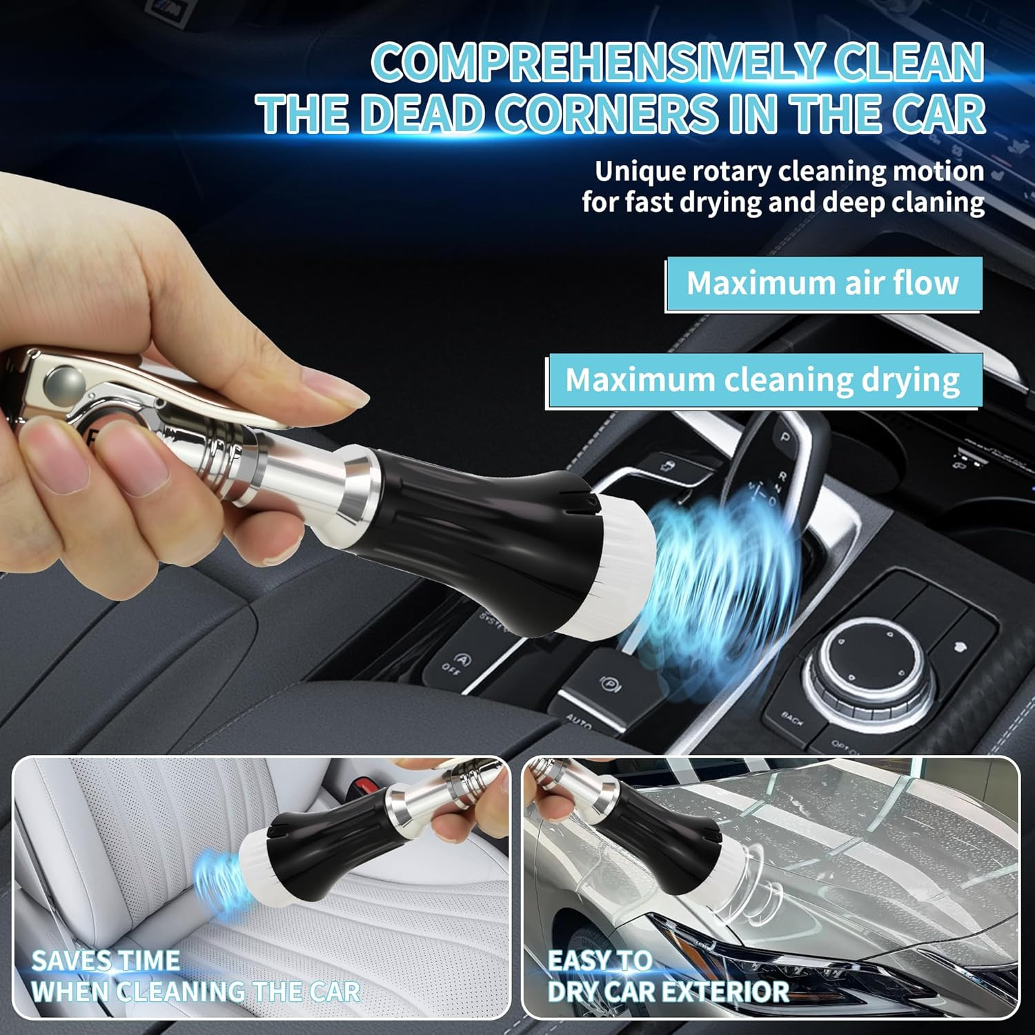 Mini Tornado Air Gun with Detachable Brush,Vortex Cleaning Gun Trumpet