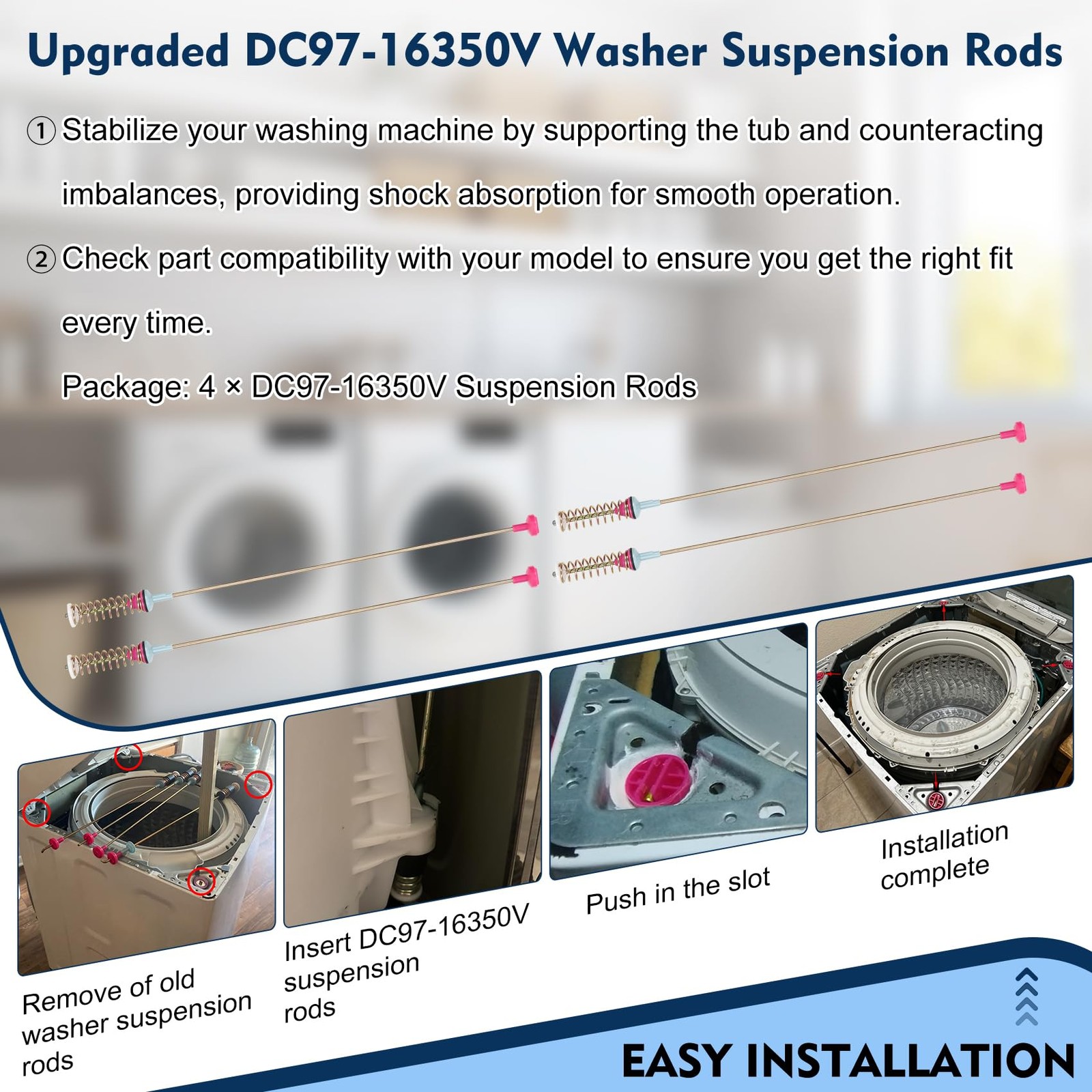 DC9716350V Washer Suspension Rods 27.5 Inch Fits Samsung WA54R7600AW/US