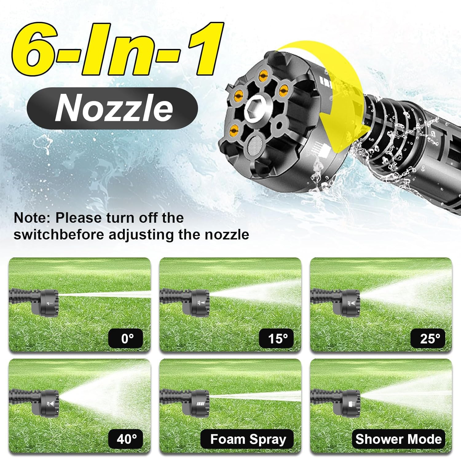 Cordless Portable Washer, Brushless Motor, 4 Speed Modes, 6-In-1 Swivel Nozzle,