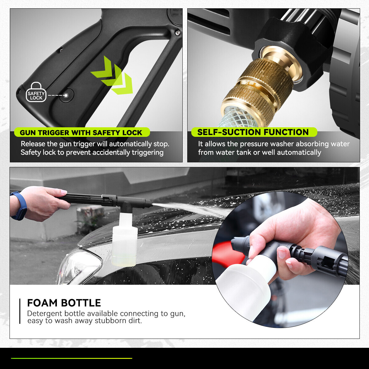 2176 PSI 2.4GPM High Pressure Power Washer Portable Electric Cleaner Machine