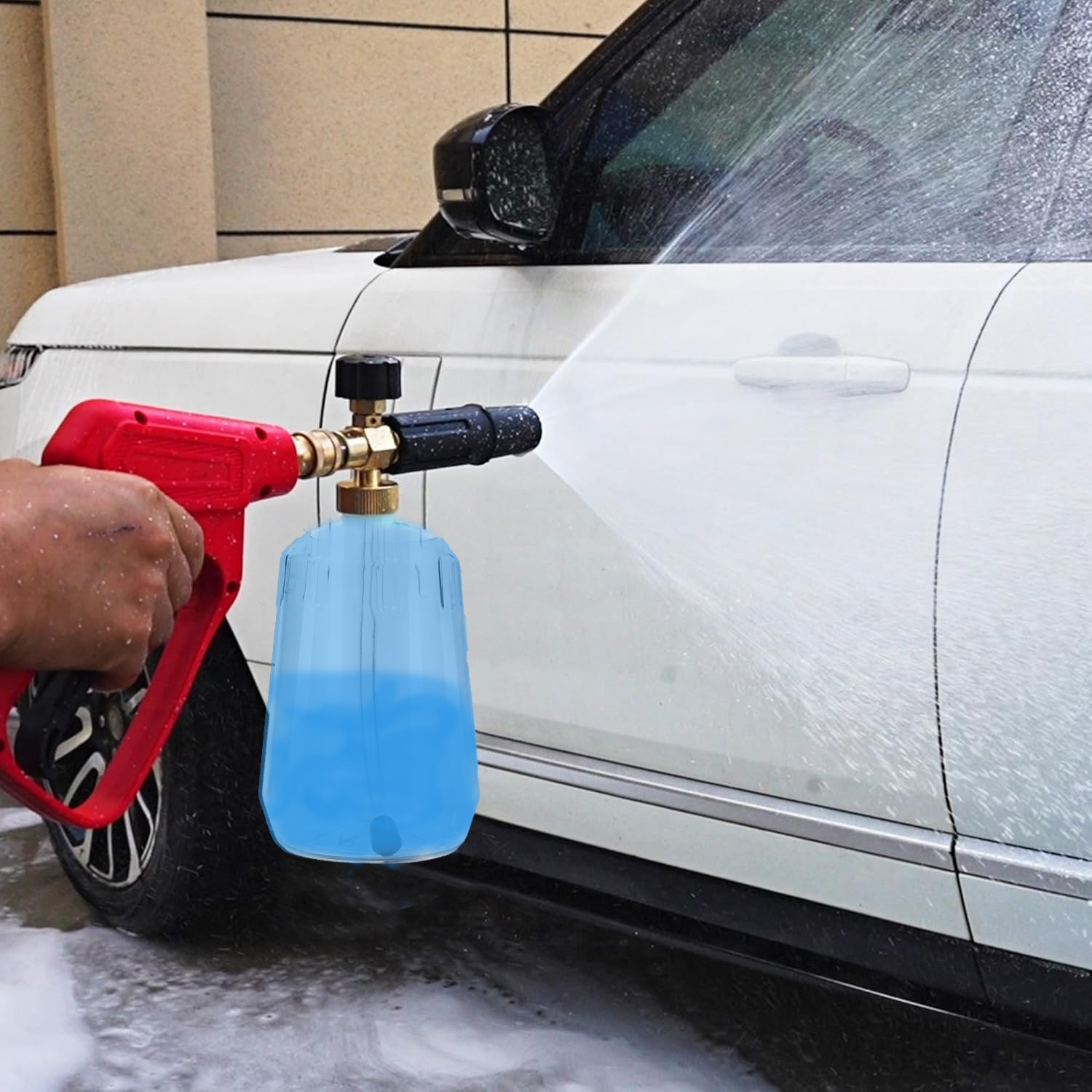 1L Foam Cannon Bottle,1/4″ Dual Connector, Pressure Washer Gun 4000PSI 5 Nozzles