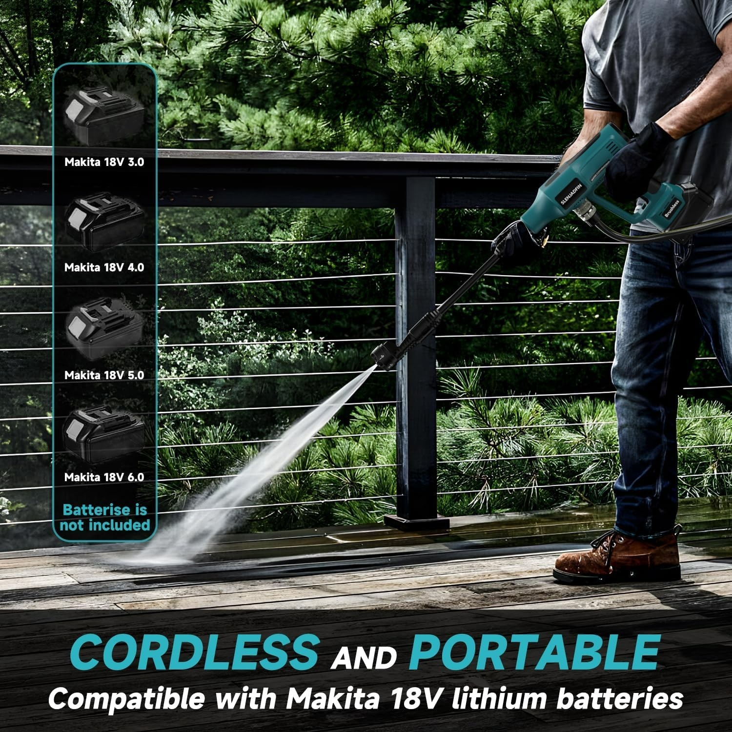 Cordless Pressure Washer for Makita 18V Battery 700 PSI Portable Handheld Power