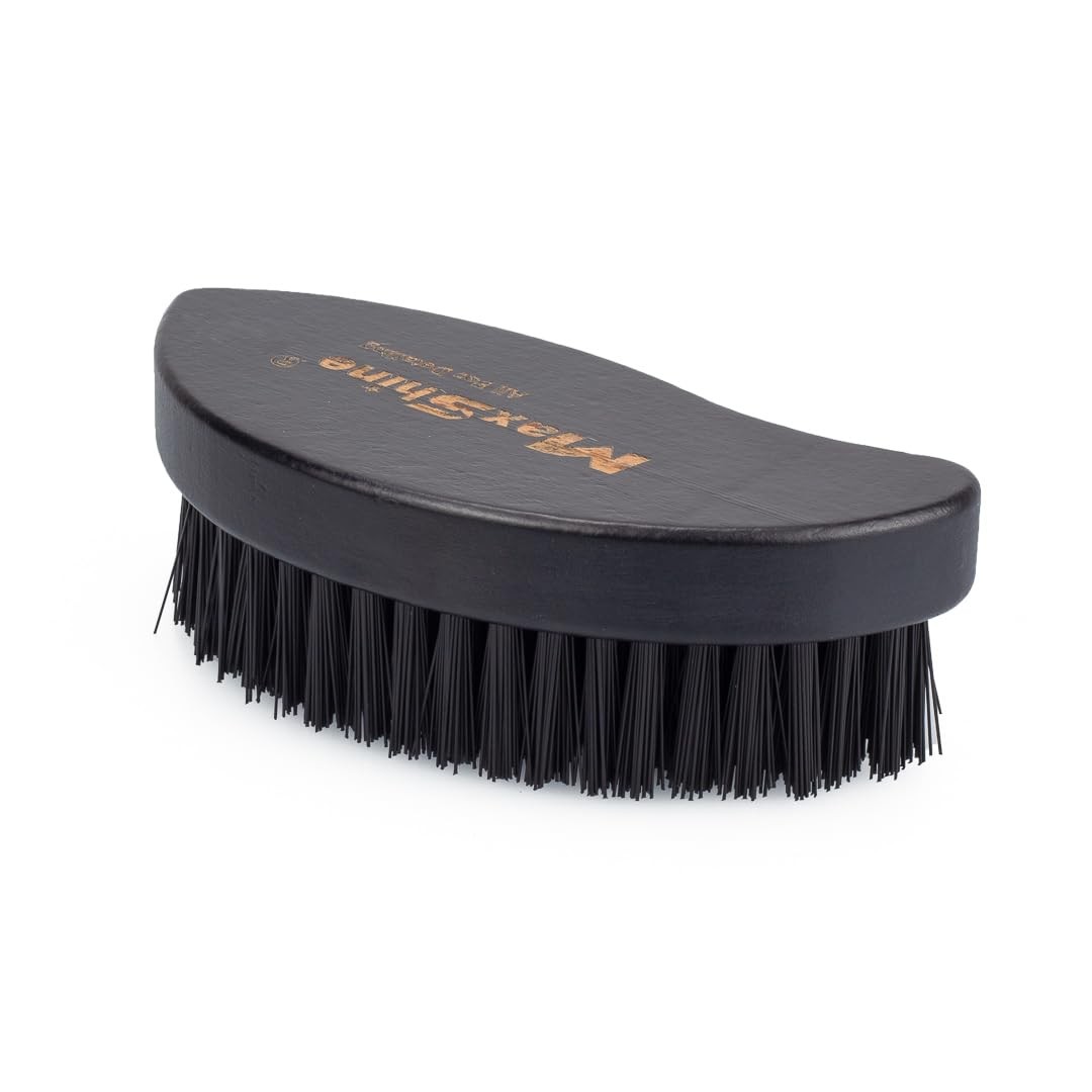 Maxshine Universal Ergonomic Tire Brush with Wood Brush, Black