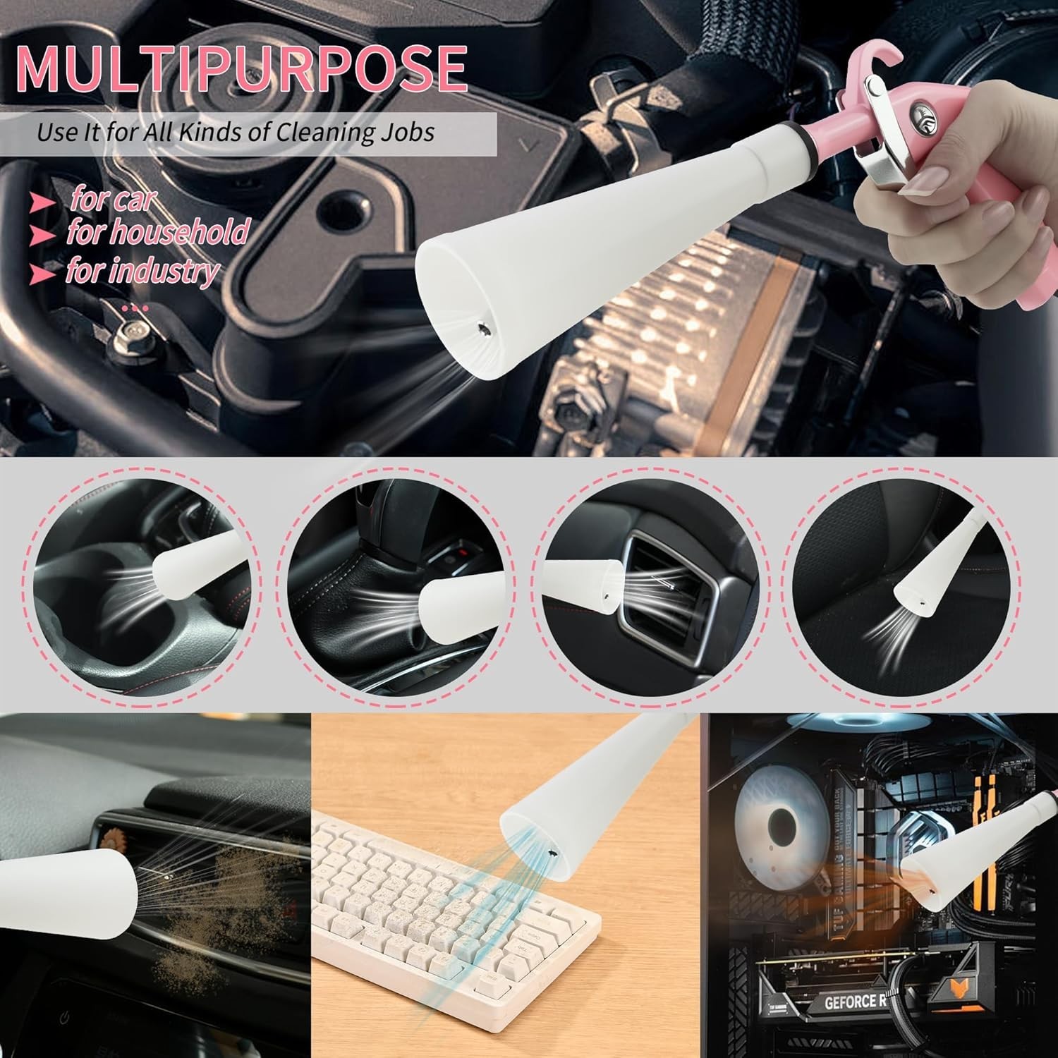High Pressure Blower Gun for Car, Quickly Blowing Out Dirt and Dust from Surface