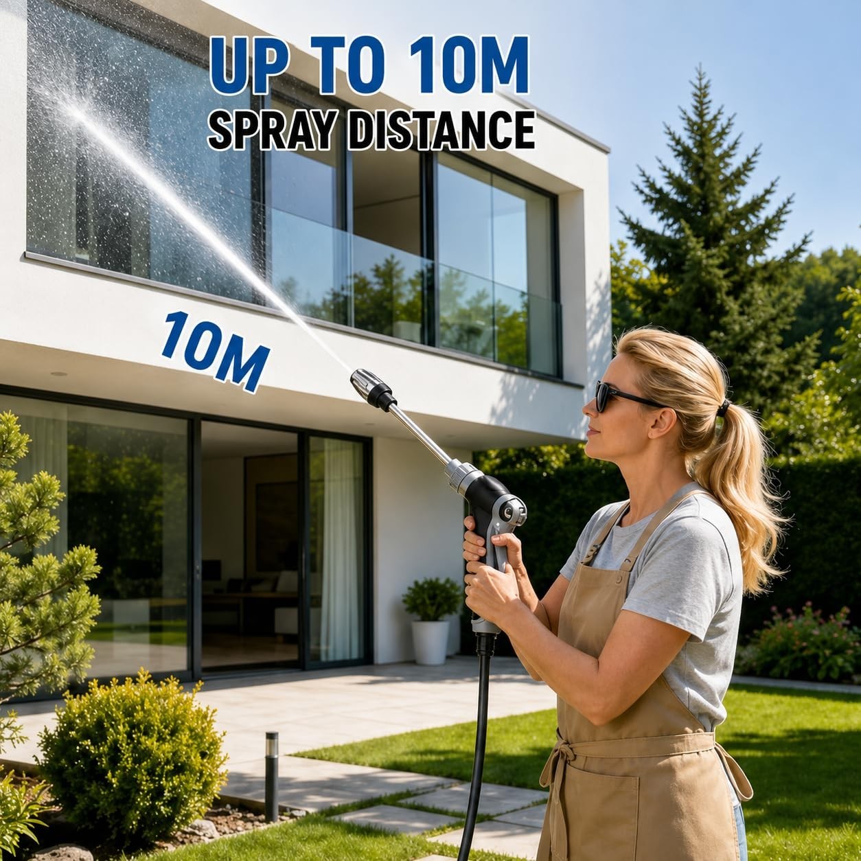 High Pressure Washer Spray Gun for Garden Hose, Hydro Jet Wand with Foam Bottle,