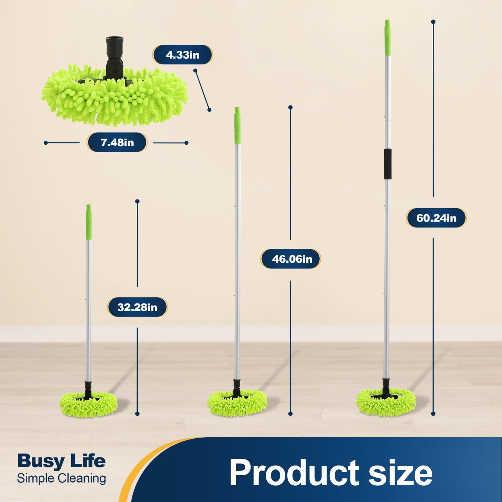 Car Wash Brush Kit Chenille Microfiber Car Wash Mop Mitt with Long Handle Scr…