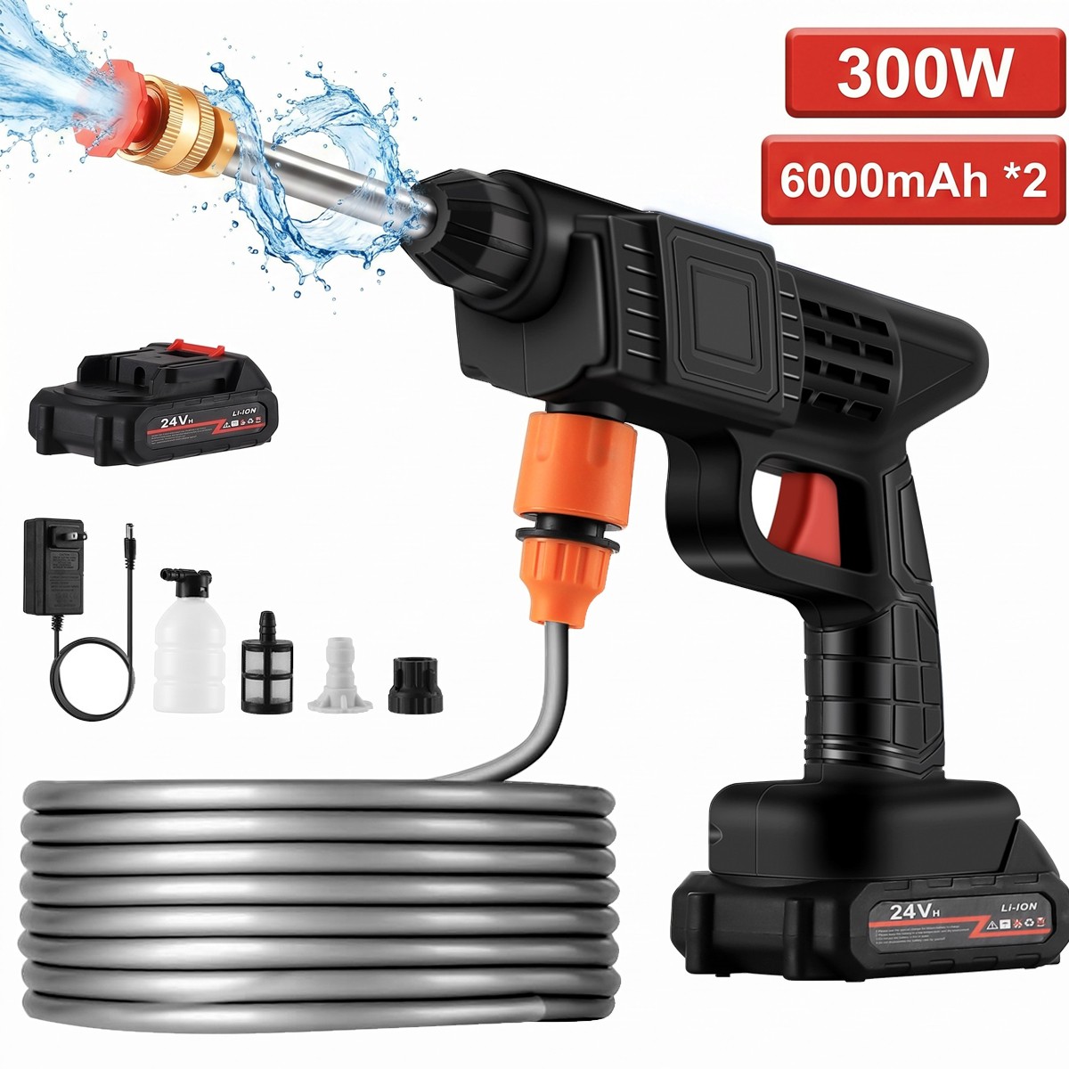 Portable Cordless Electric High Pressure Water Spray Gun Car Washer Cleaner Tool