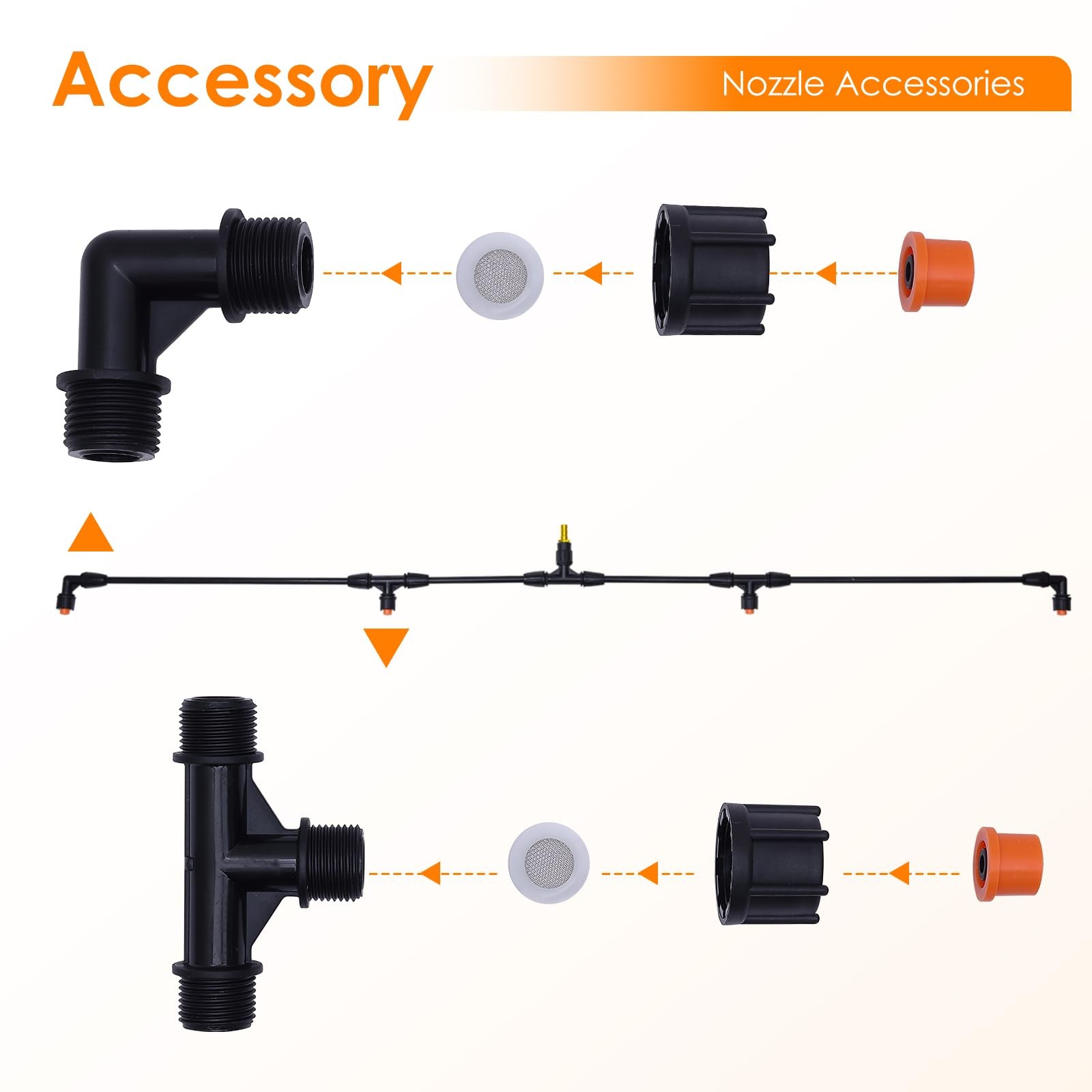 ATV Sprayer Boom Wand with Cone Fan Nozzles 80 Cu In for Farm Sprayer