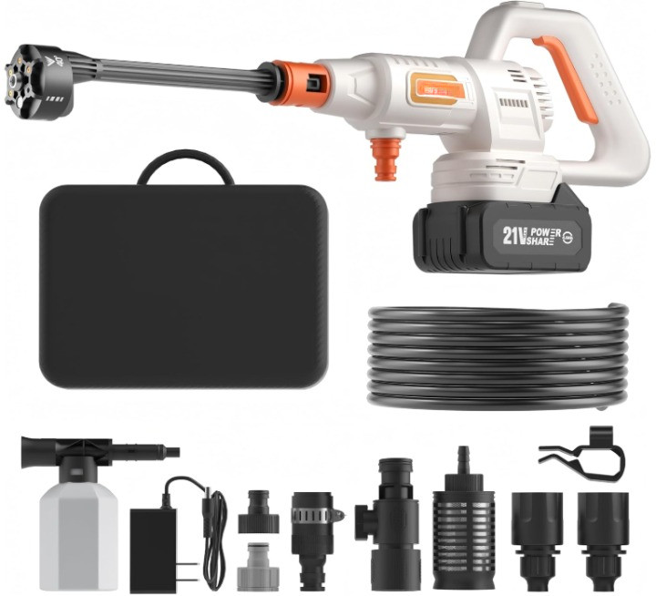 Hidrolavadora Inalámbrica 1200PSI Motor Brushless Boquilla 6 en 1 21V, Nuevo
