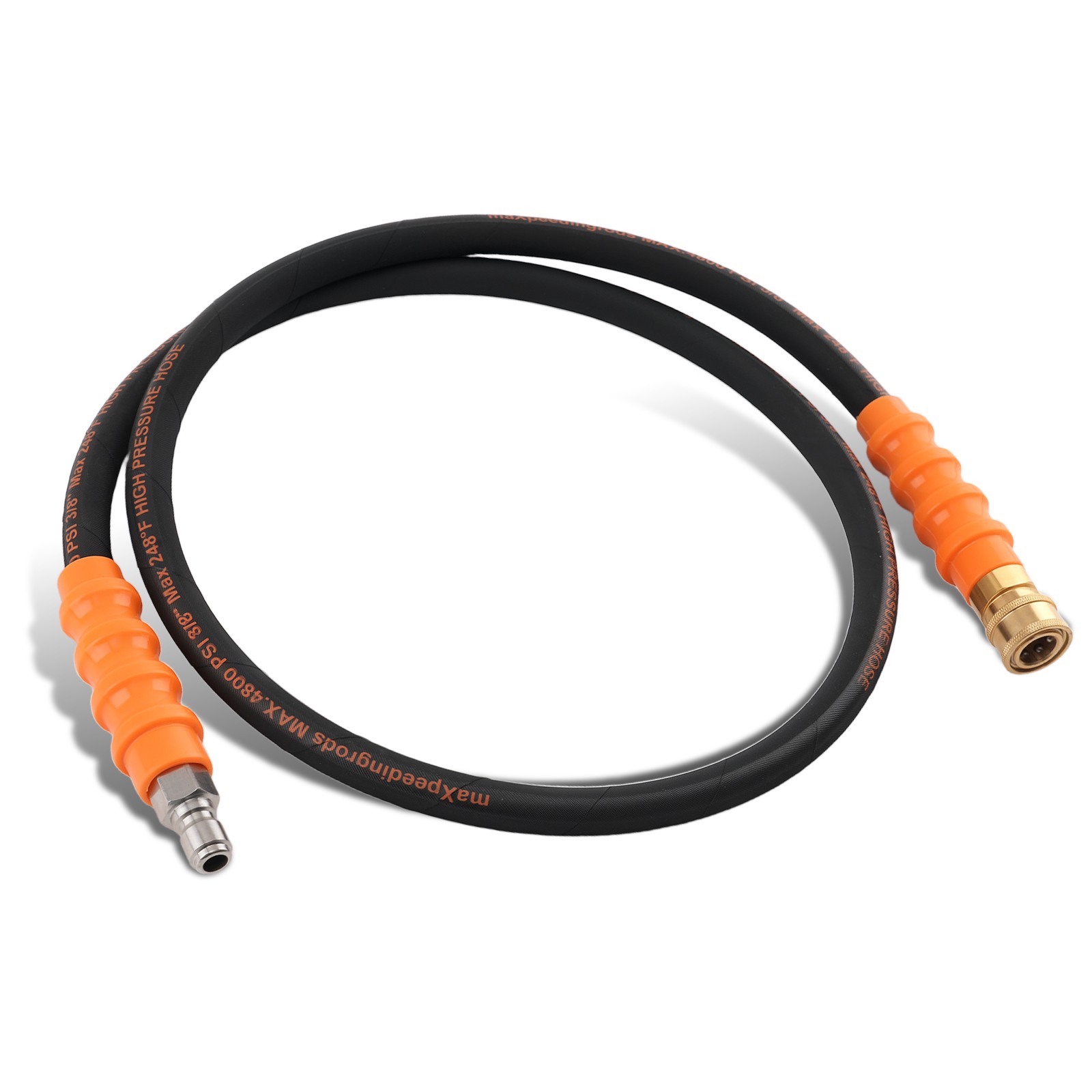 3/8″ Pressure Washer Hose 5FT 4800 PSI Heavy Duty Steel Braided Black Rubber