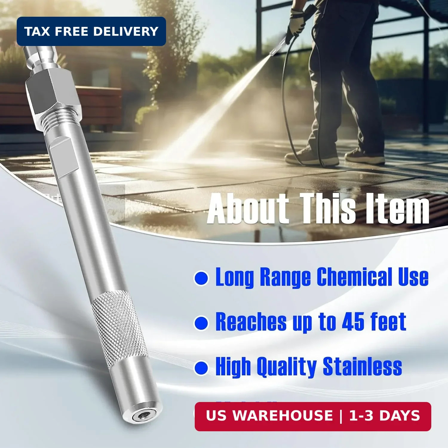 JOEJET Pressure Washer Long Range Chemical Nozzle, Shooter Tip Power Washer Comp