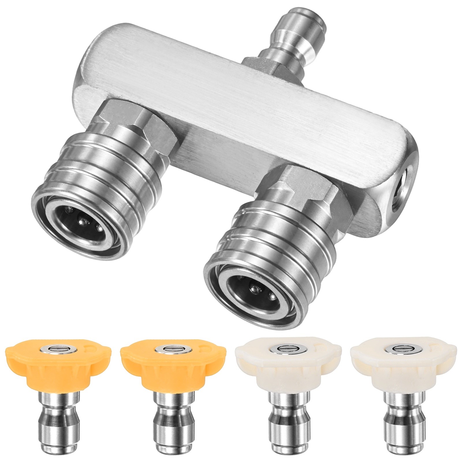 Set of 5 Pressure Washer Tips, 15/40° with Nozzle [Silver]
