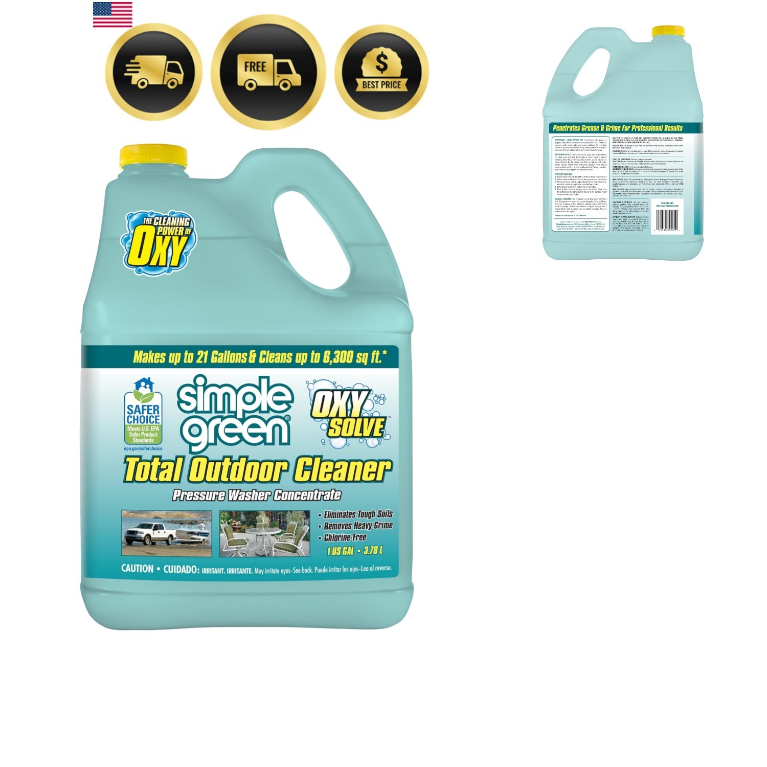 Oxy Solve Total Outdoor Cleaner Concentrate, Pressure Washer & Manual Use, EP…