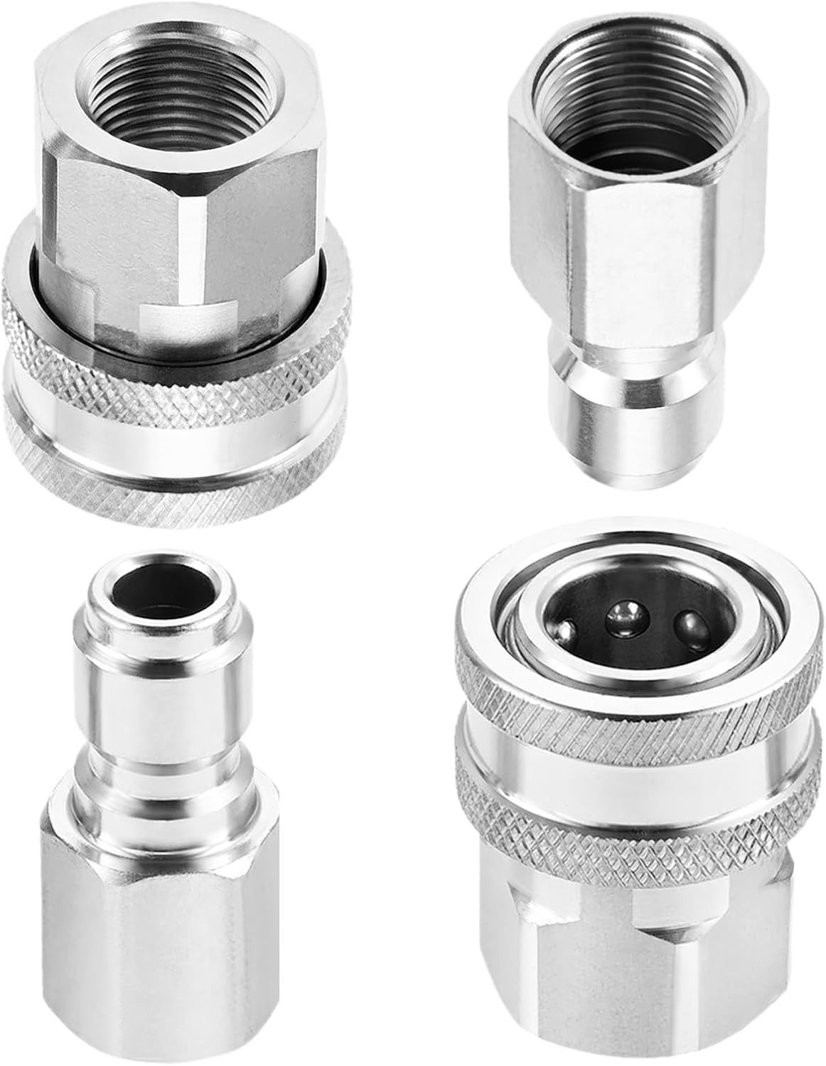 4PCS Stainless Steel G3/8″ BSP Female to Quick Connector For Washing Cars Decks