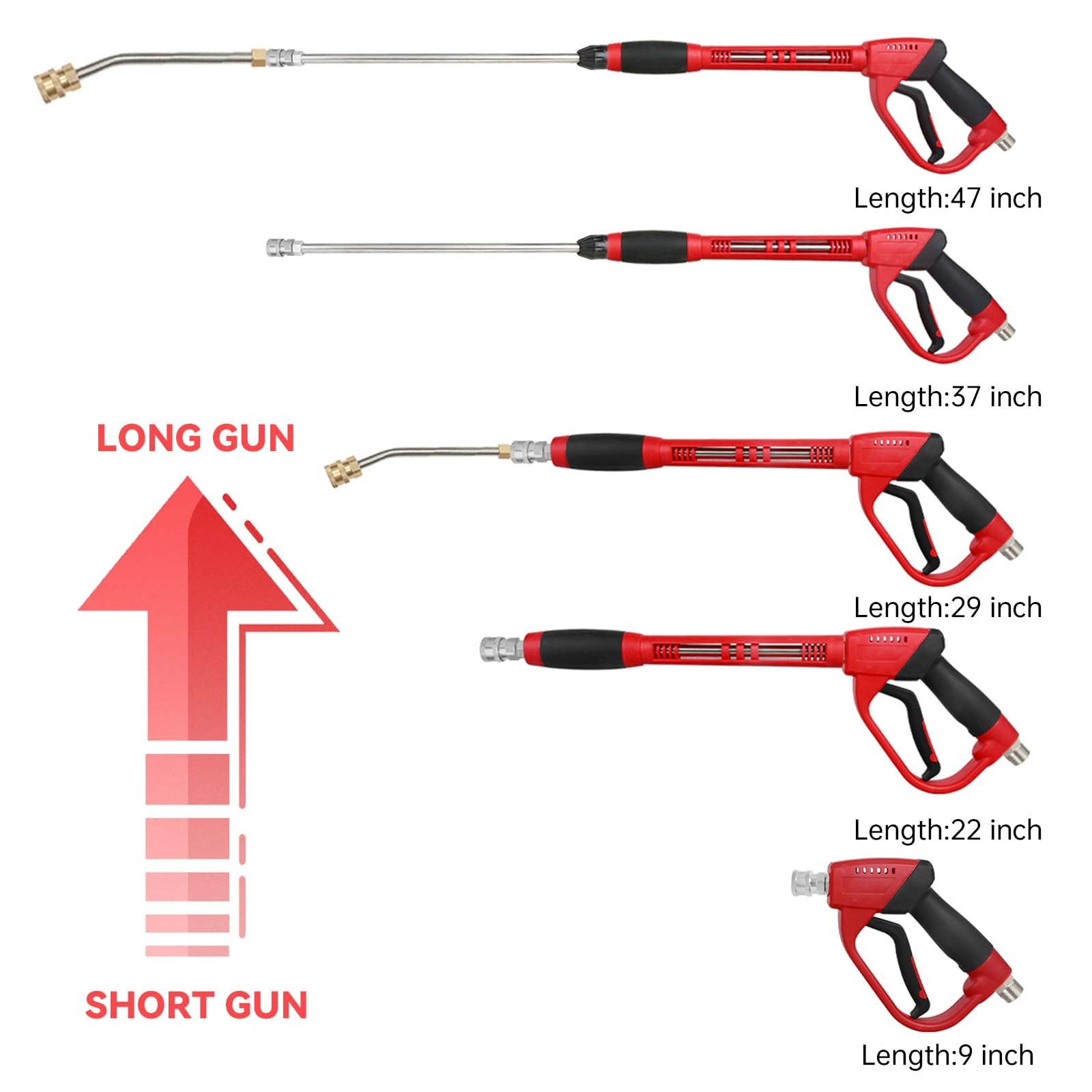 Pressure Washer Gun Wand Kit 5000 PSI M22 47 Inch 5 Nozzle Tips Extension Rod