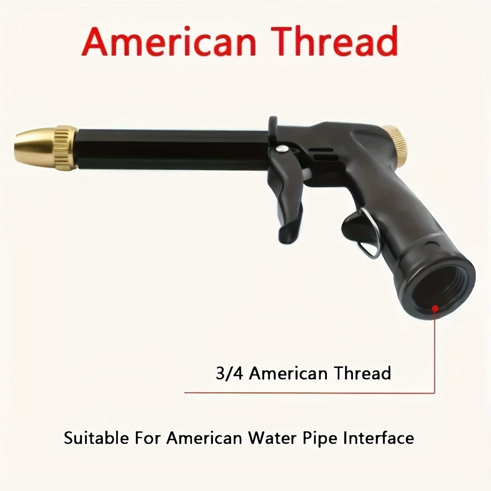 High Pressure Water Gun – 360° Rotating Nozzle, American Thread for Car & Patio