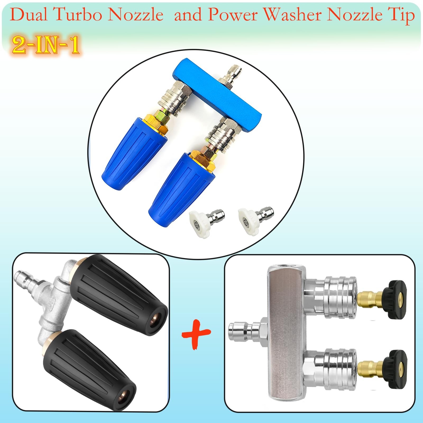 Dual Turbo Nozzle Pressure Washer and Dual Pressure Washer Nozzle Tips 2-in-1…