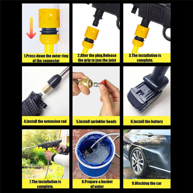 1500W Cordless Electric High Pressure Water Spray Car Gun Portable Washer Clean