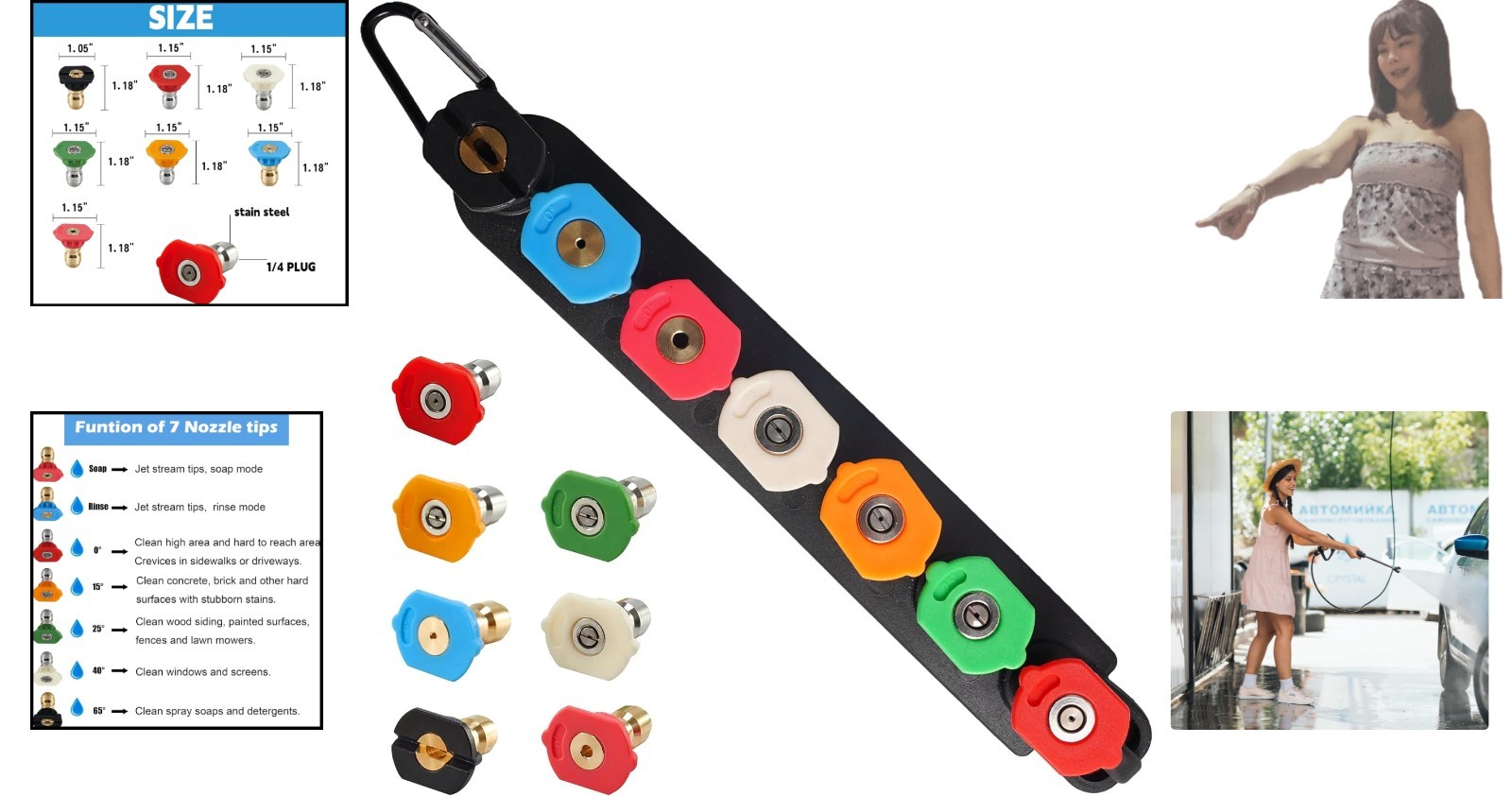 Ultimate 7 Nozzle Pressure Washer Set – Quick Connect, Brass & Stainless Steel