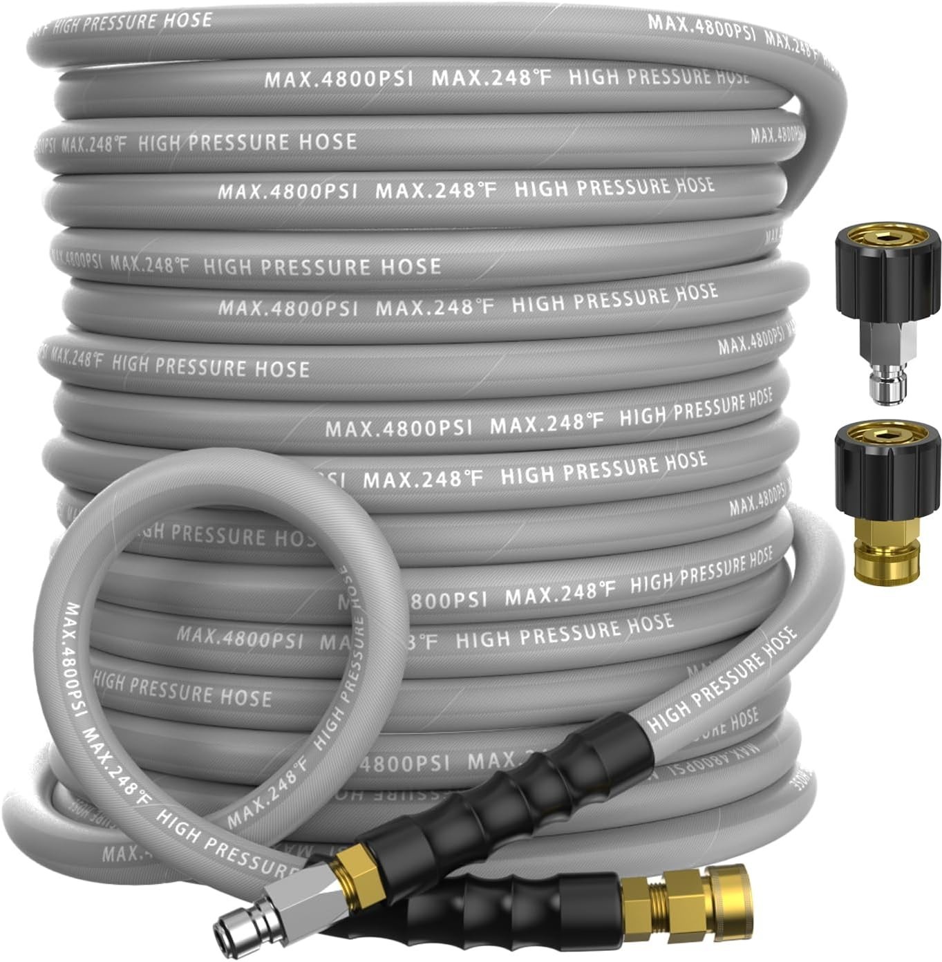 Ultra-Flexible 50FT Pressure Washer Hose 3/8″ – Steel Braided, 4800 PSI Rating