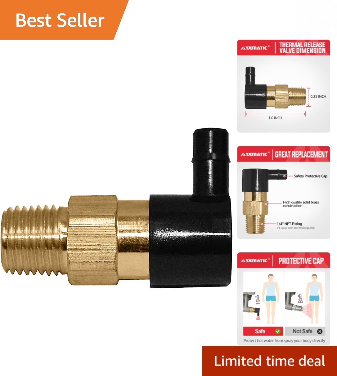 Heavy Duty Thermal Release Valve for All Axial Cam Pumps – Solid Brass, 1-Pack