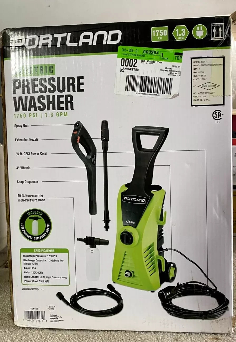 Electric Pressure Washer 1750 PSI 1.3 GPM Cold Water Wheeled Cleaner Corded NEW