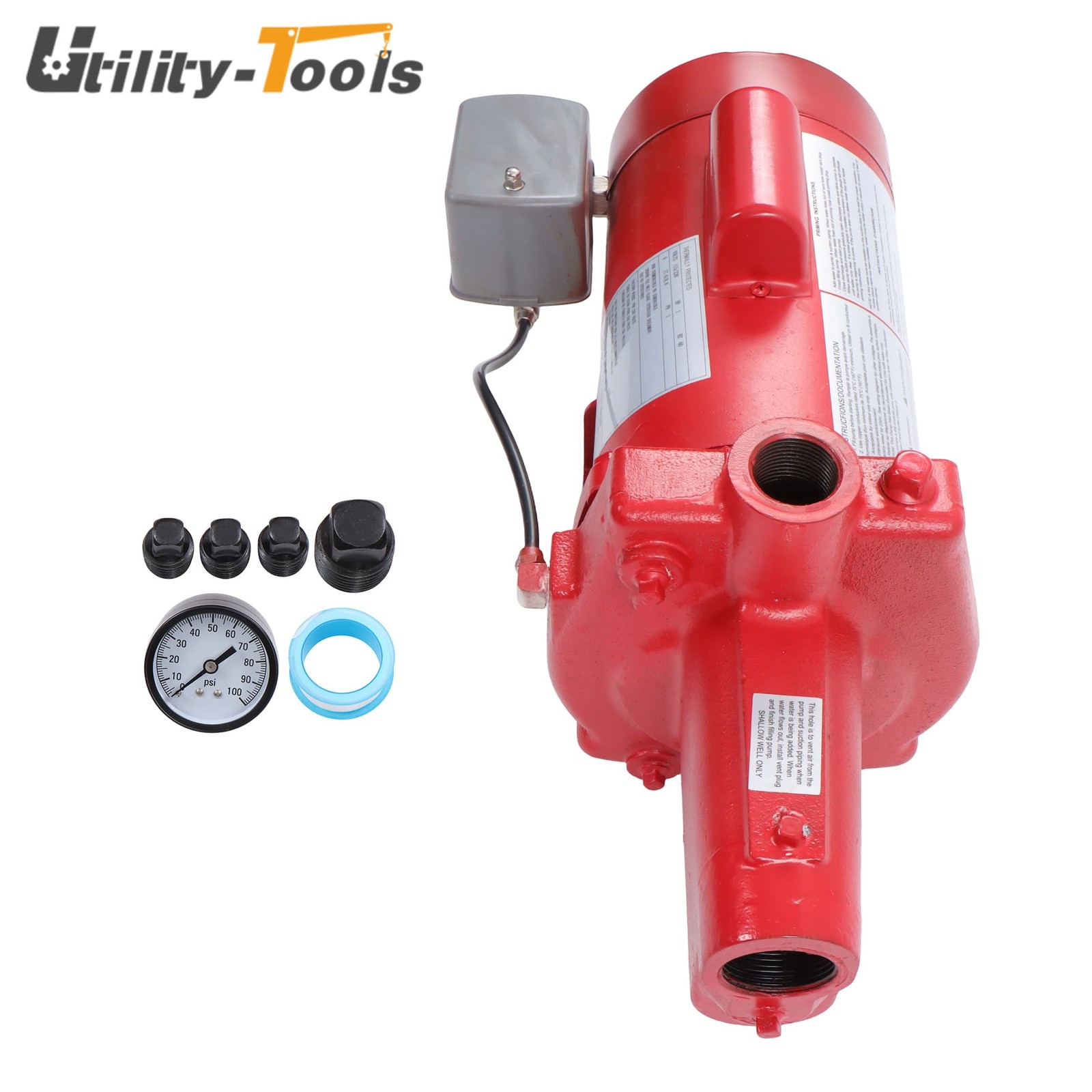 Cast Iron 1 HP 23 GPM Dual Voltage 115/230 Volt Shallow Well Jet Pump Red 602208