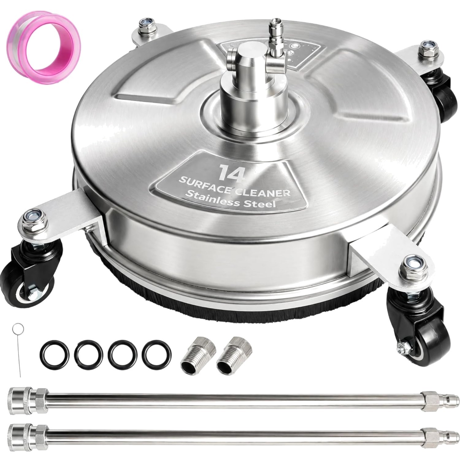 14″ Surface Cleaner, Stainless Steel, 4000 PSI, 4 Wheels, 1/4″ Connector