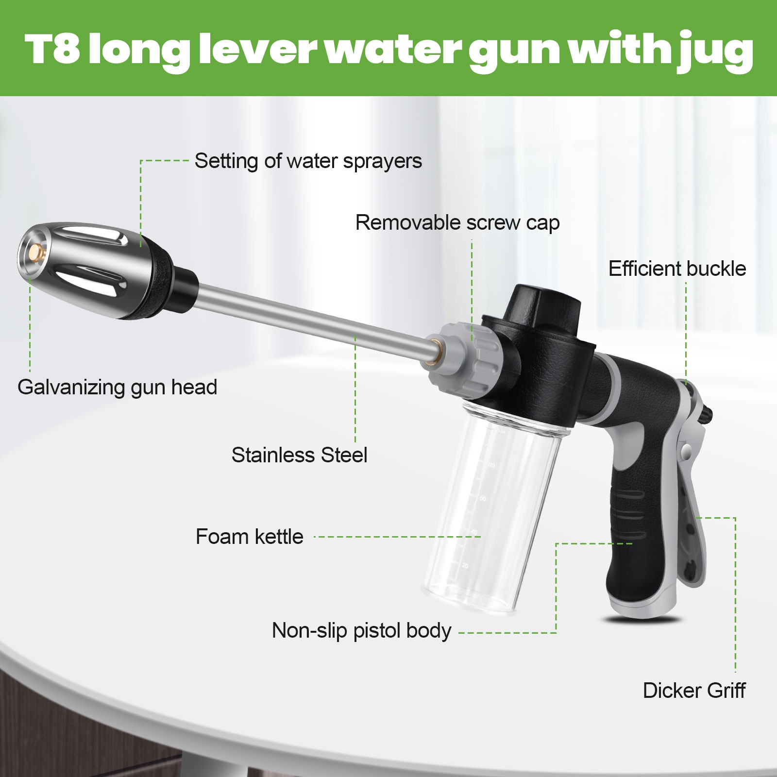 Car High Pressure Power Gun Water Spray Garden Hose Nozzle Pipe Lawn Washer Tool