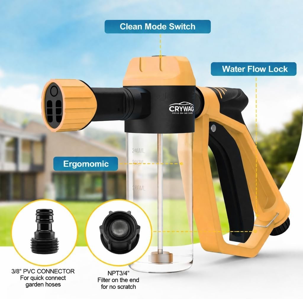 Car Wash Foam Gun for Garden Hose, Foam Cannon Car Wash Kit with Microfiber W…
