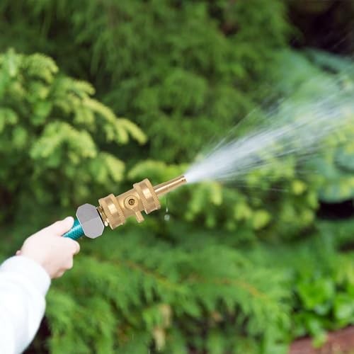 2 Set Heavy Duty Brass Hose Nozzle Pressure Jet with Shutoff Valve 3/4 GHT Car